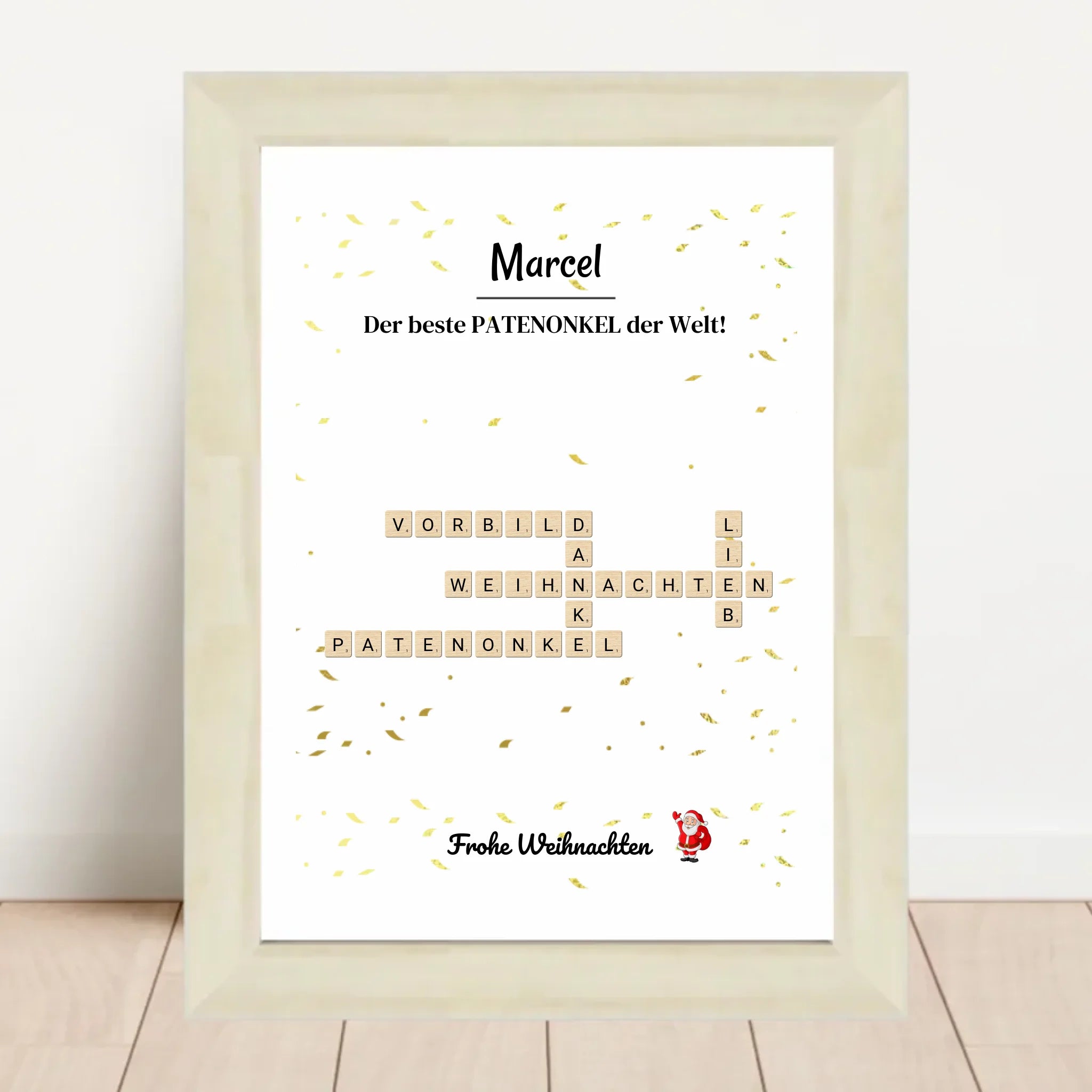 Patenonkel Weihnachtsgeschenk Bild Scrabble Style personalisierbar - Cantty