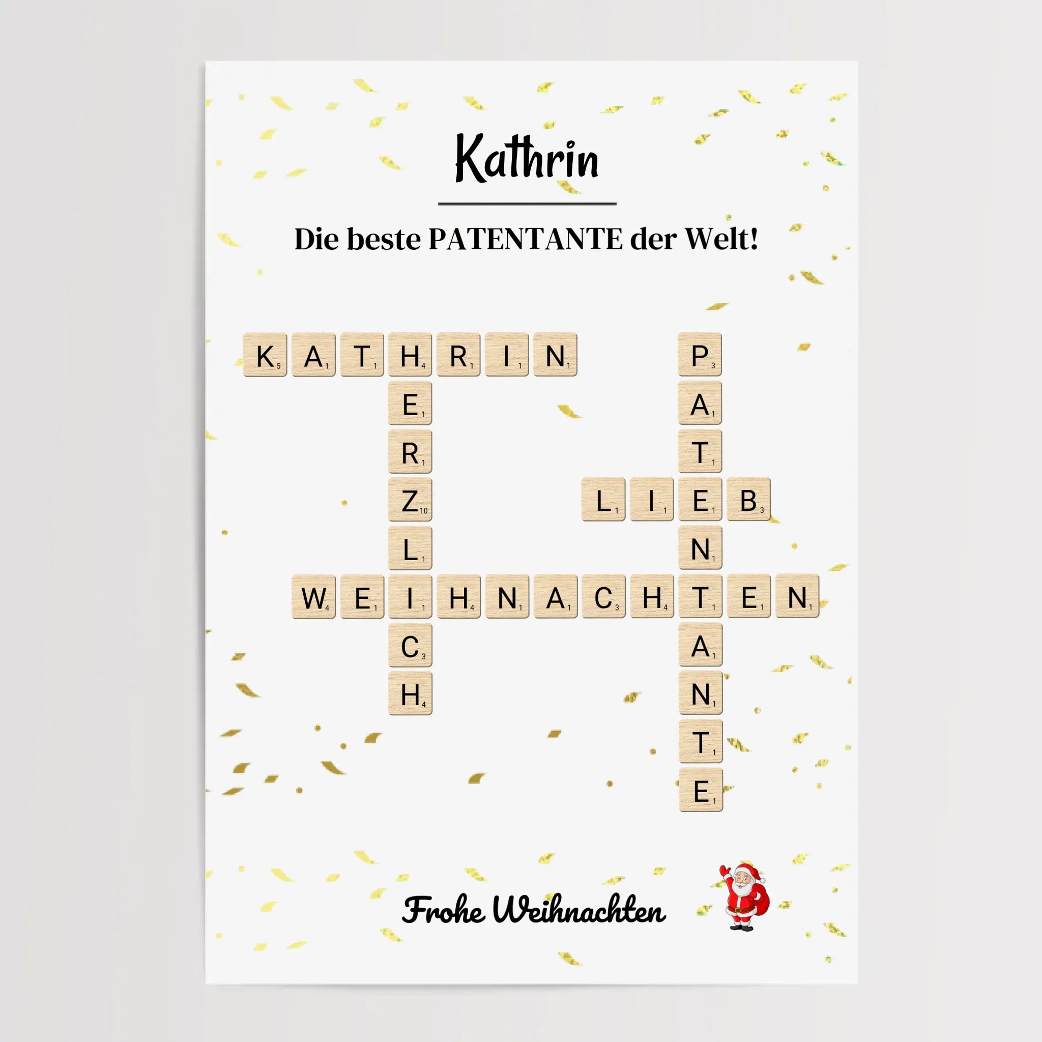 Patentante Weihnachtsgeschenk Bild Scrabble Style personalisierbar - Cantty