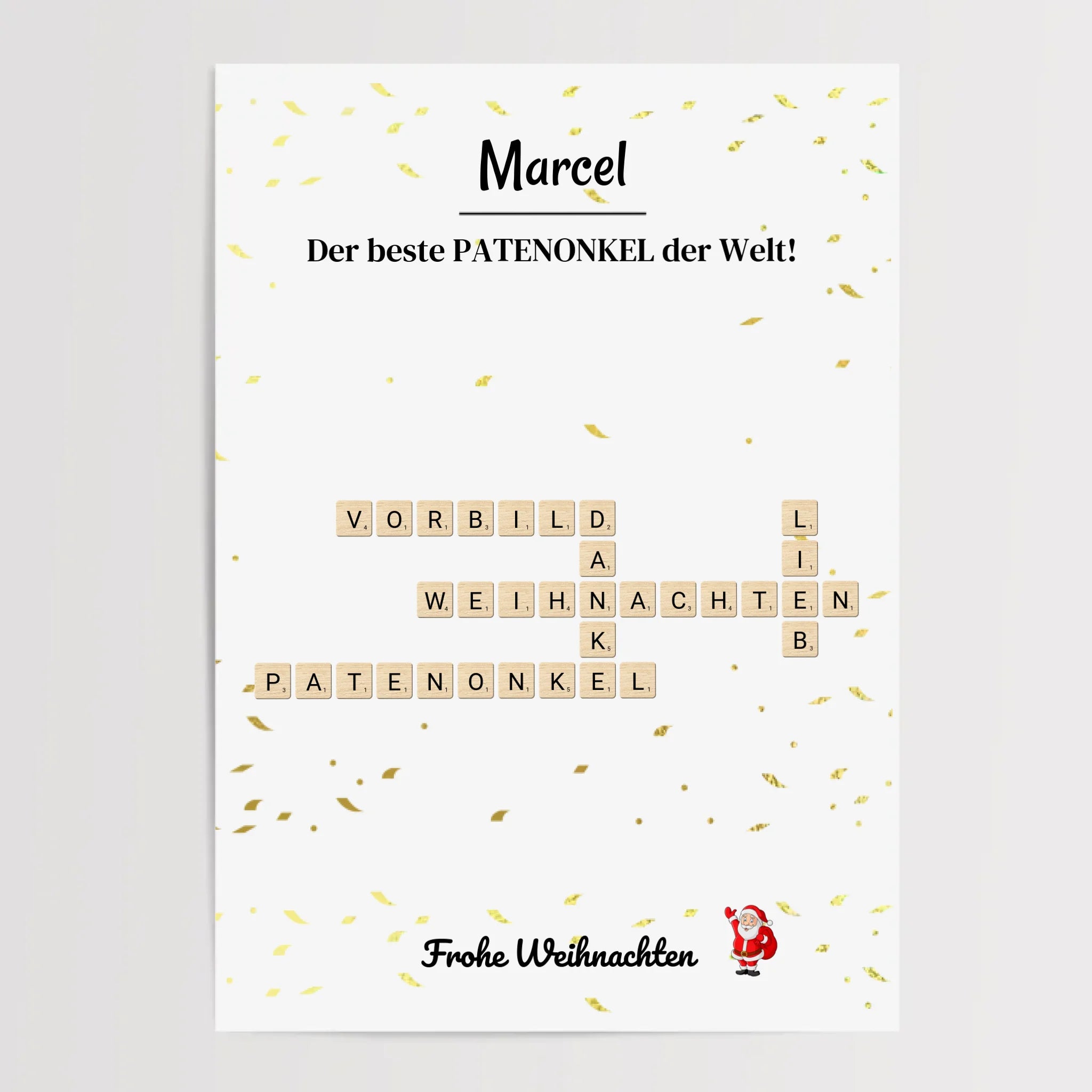 Patenonkel Weihnachtsgeschenk Bild Scrabble Style personalisierbar - Cantty