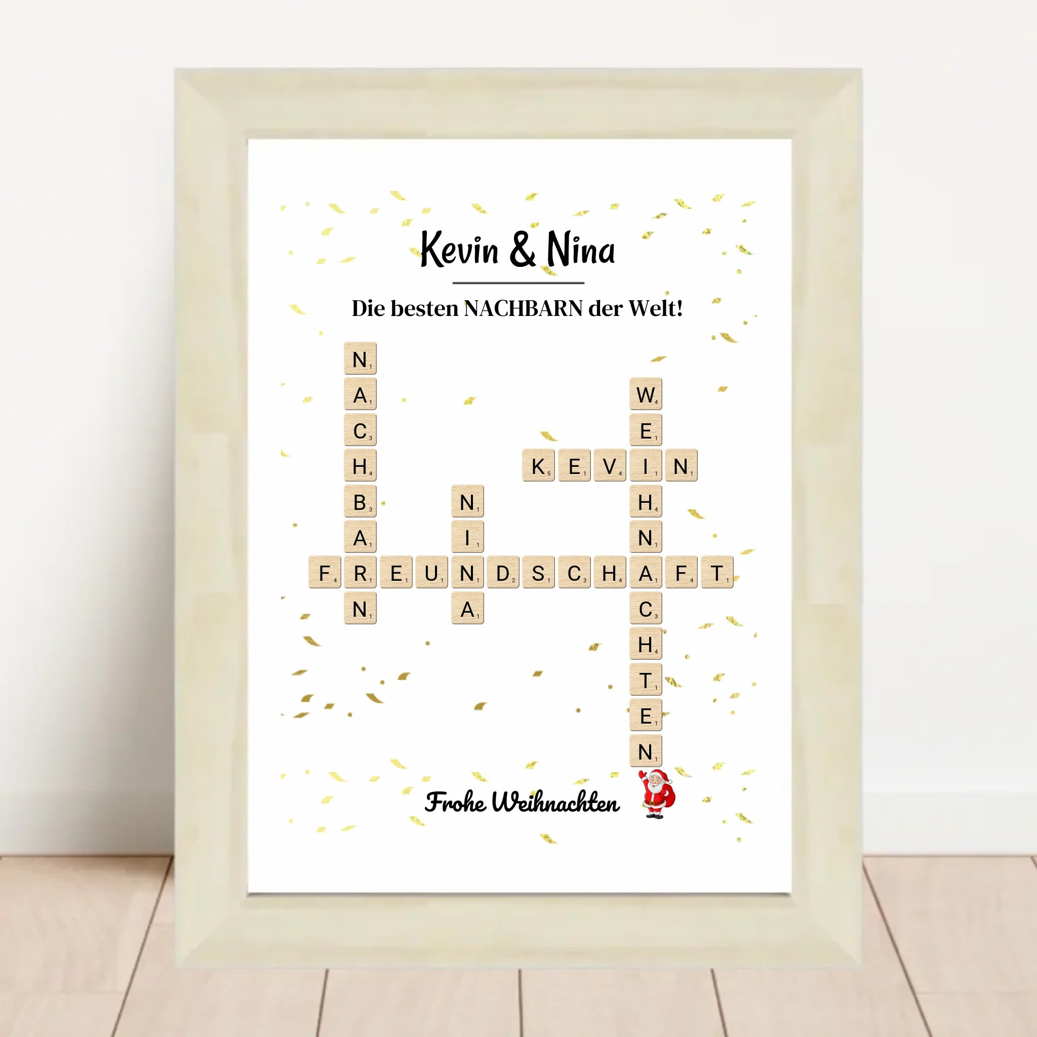 Nachbarn Weihnachtsgeschenk Bild Scrabble Style personalisierbar - Cantty