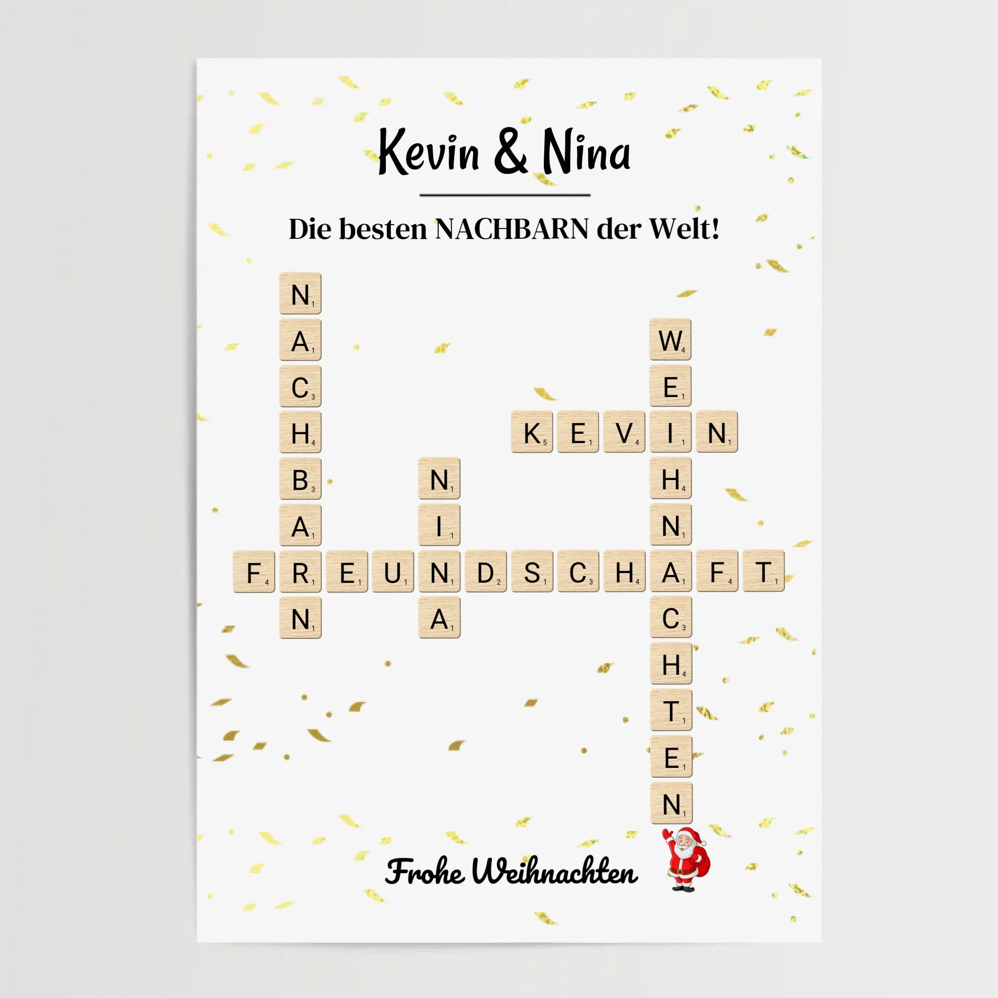 Nachbarn Weihnachtsgeschenk Bild Scrabble Style personalisierbar - Cantty
