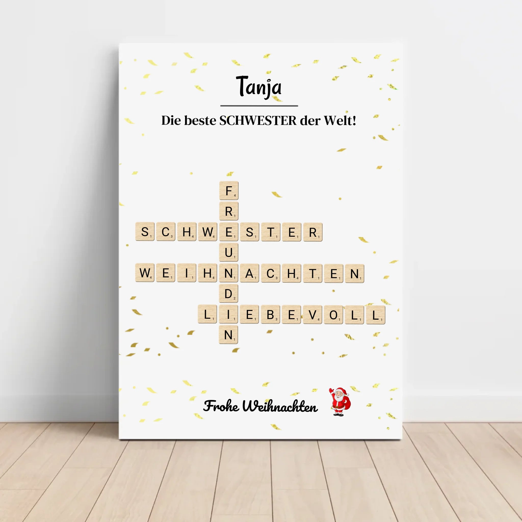 Schwester Weihnachtsgeschenk Bild Scrabble Style personalisierbar - Cantty