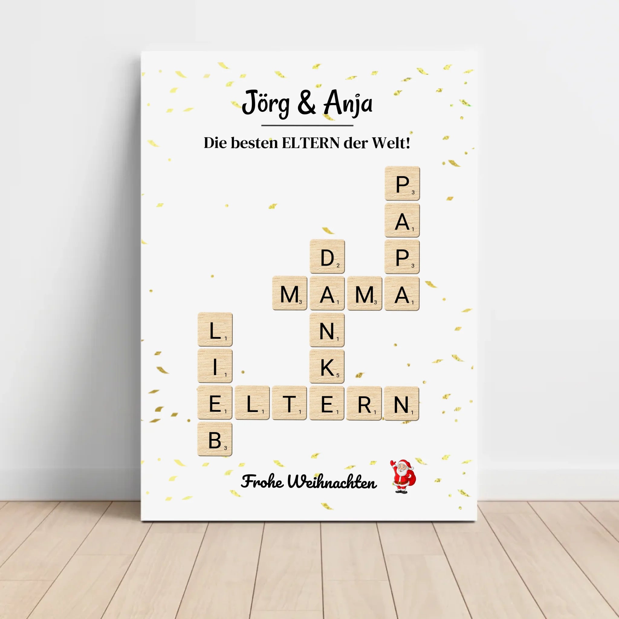 Eltern Weihnachtsgeschenk Bild Scrabble Style personalisierbar - Cantty