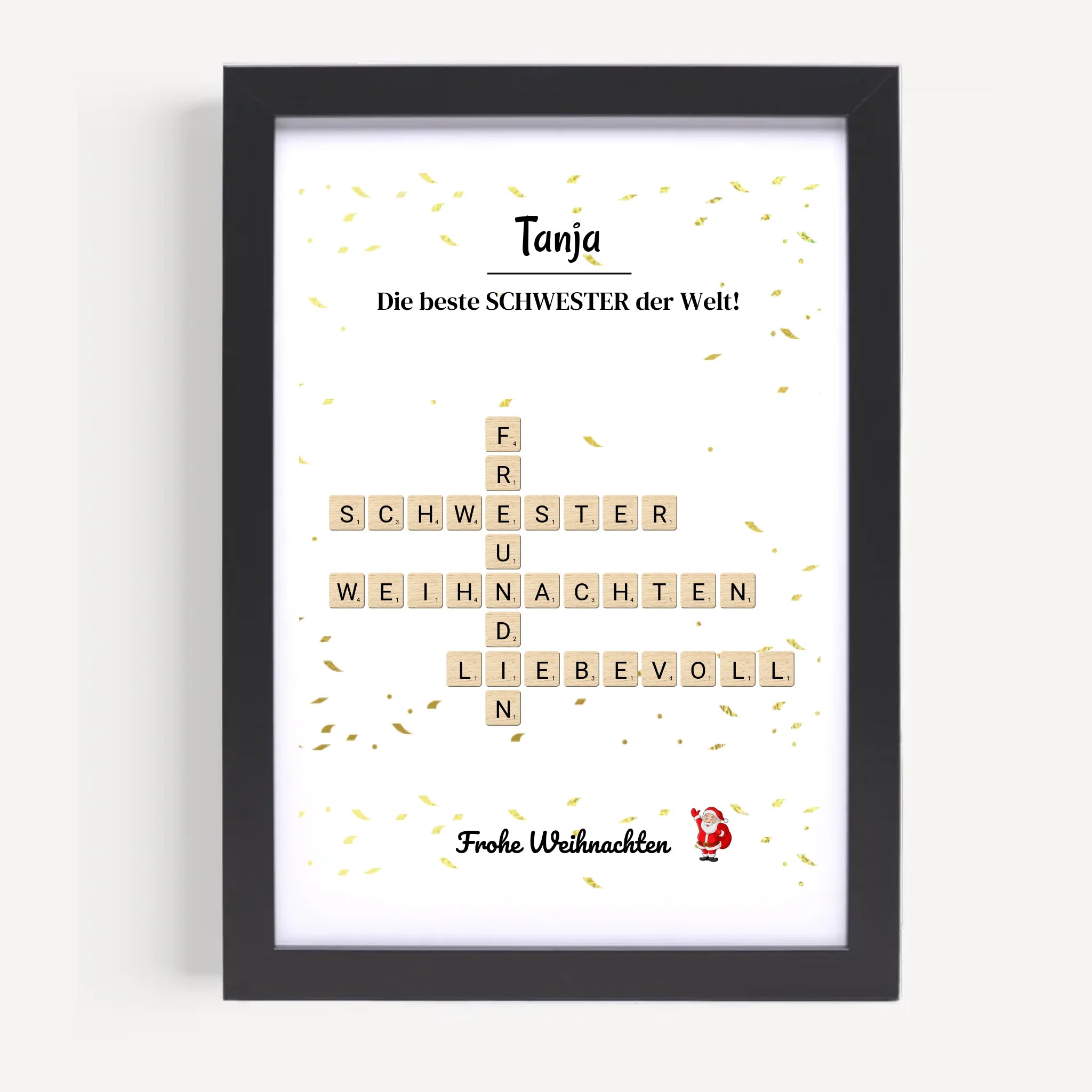 Schwester Weihnachtsgeschenk Bild Scrabble Style personalisierbar - Cantty