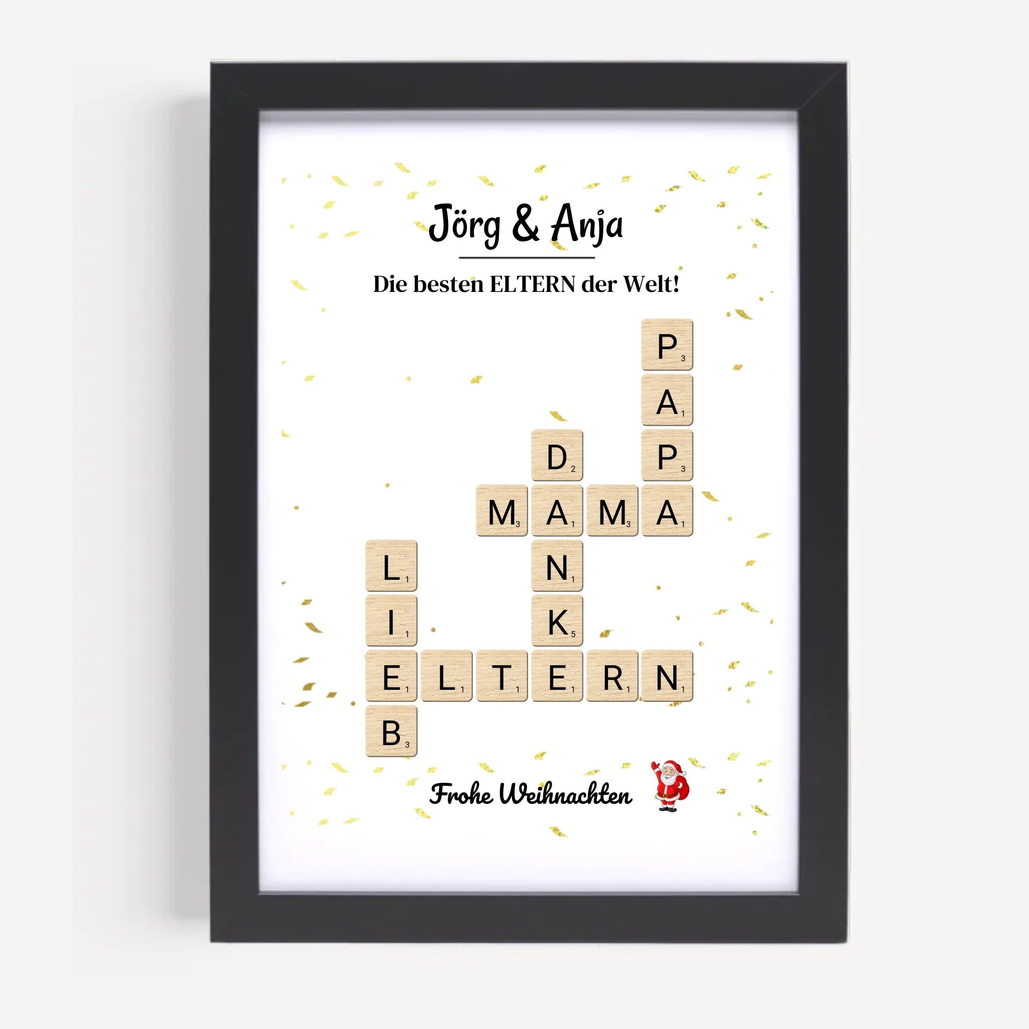 Eltern Weihnachtsgeschenk Bild Scrabble Style personalisierbar - Cantty