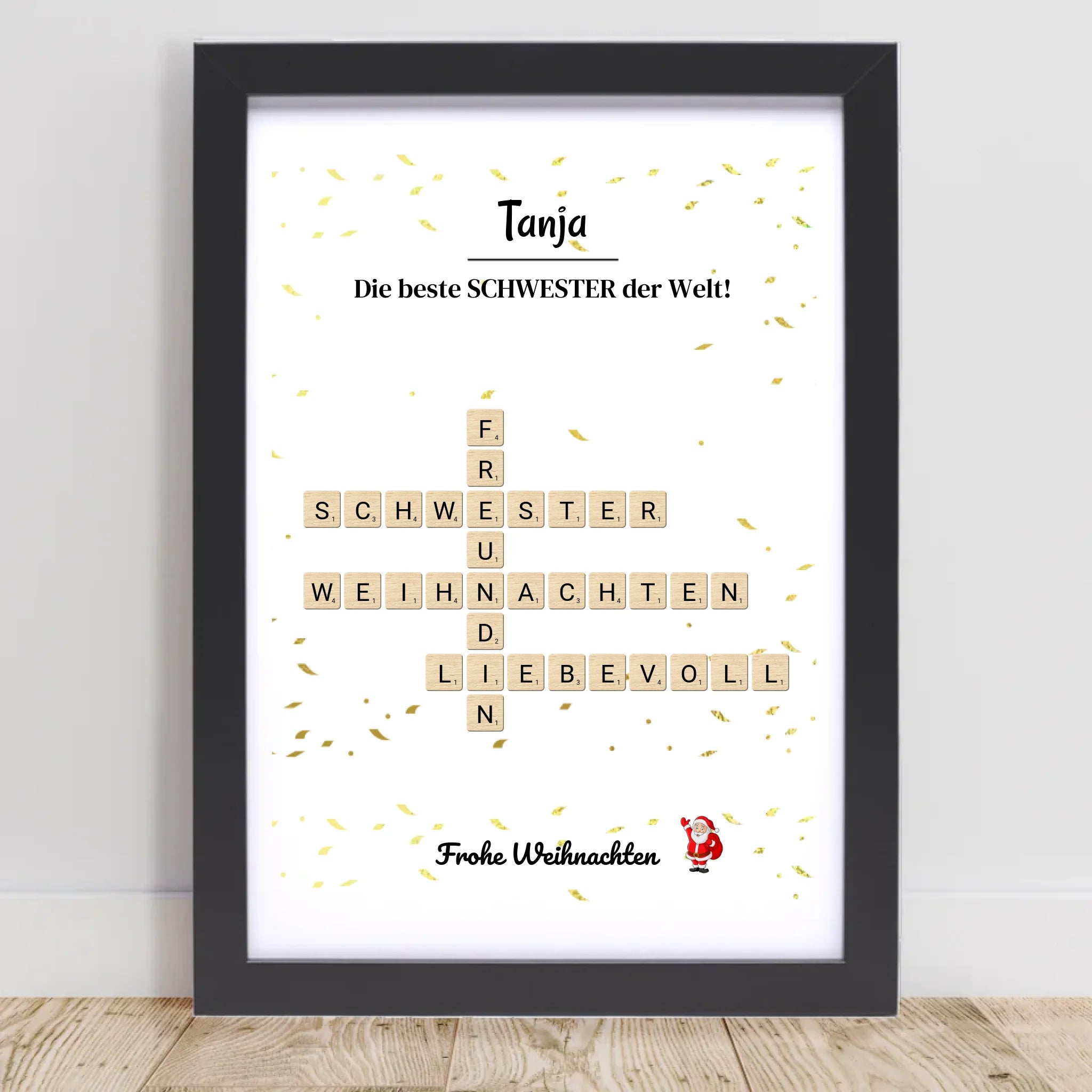 Schwester Weihnachtsgeschenk Bild Scrabble Style personalisierbar - Cantty