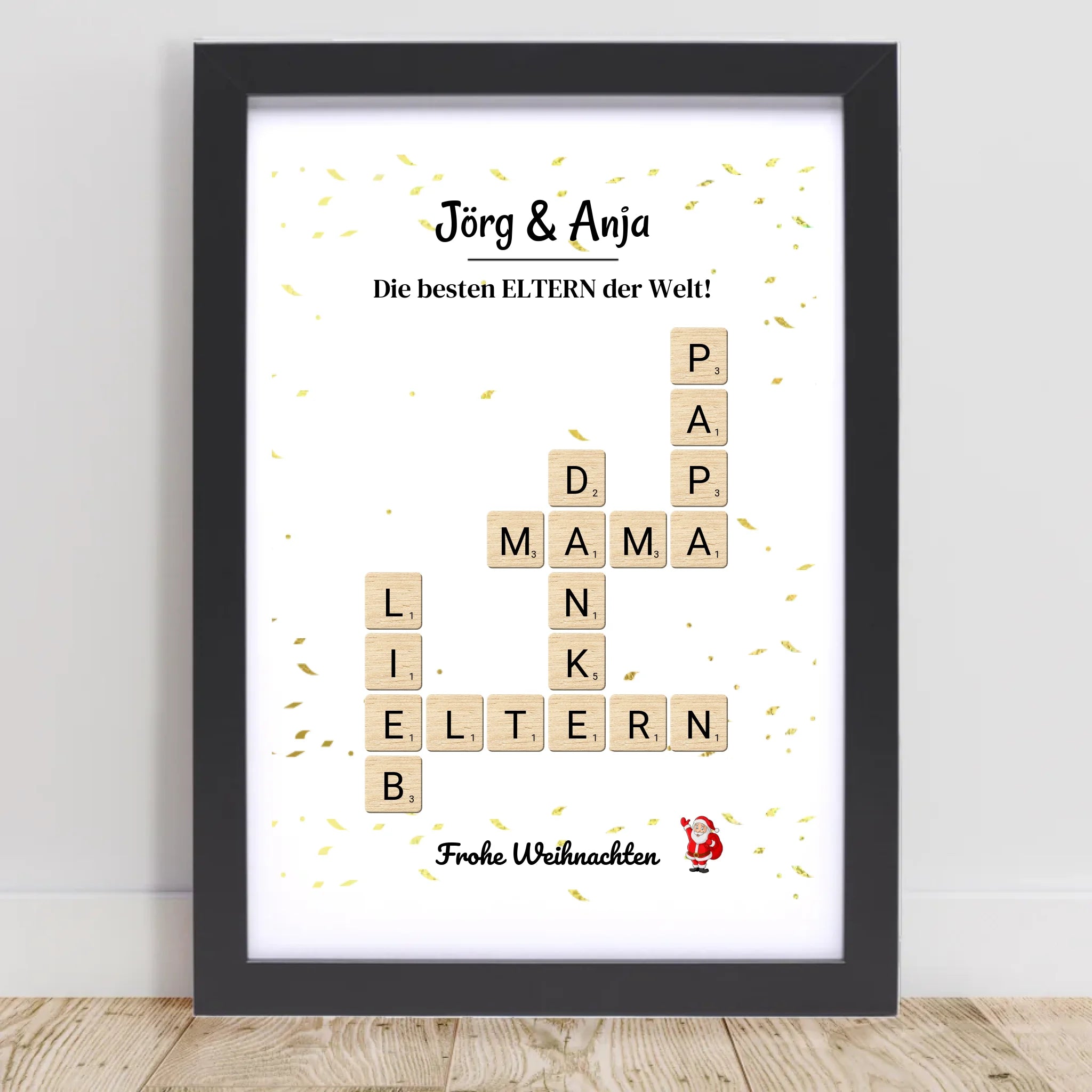Eltern Weihnachtsgeschenk Bild Scrabble Style personalisierbar - Cantty