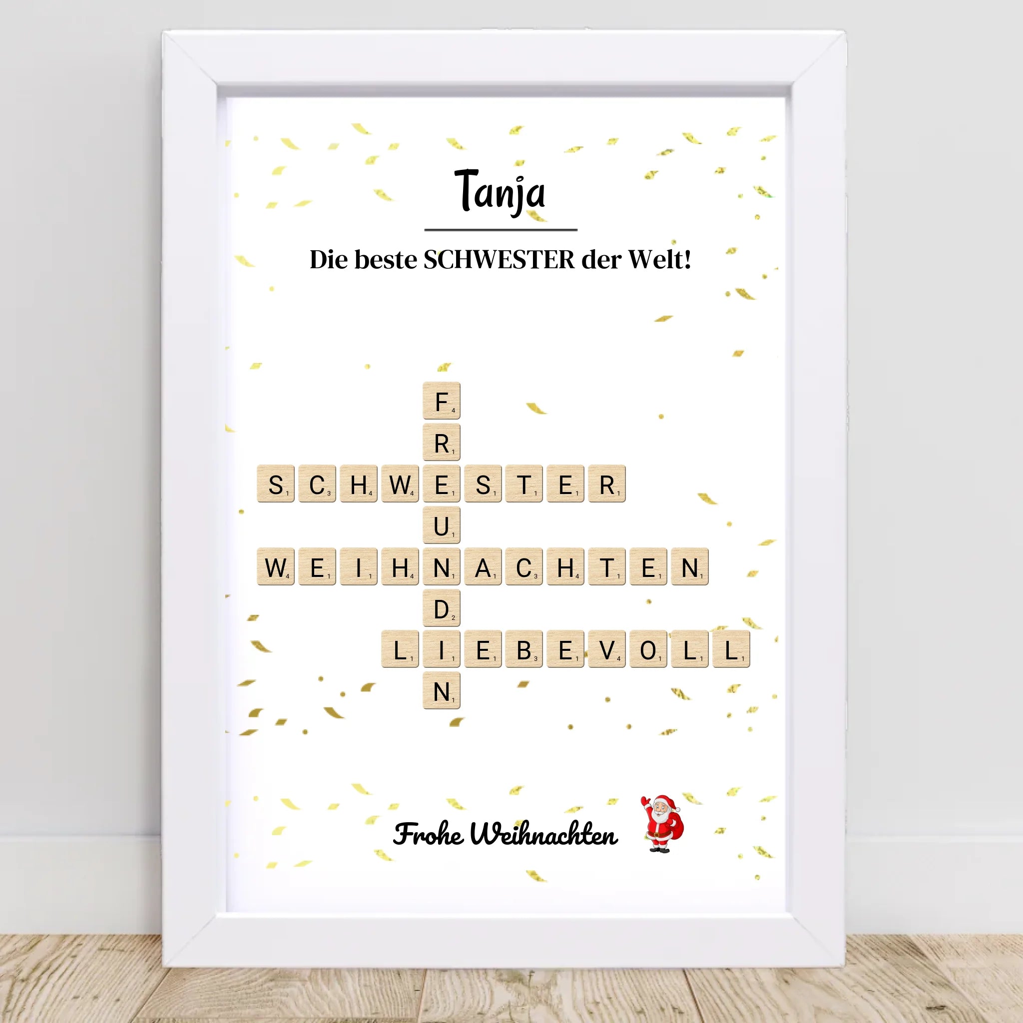 Schwester Weihnachtsgeschenk Bild Scrabble Style personalisierbar - Cantty