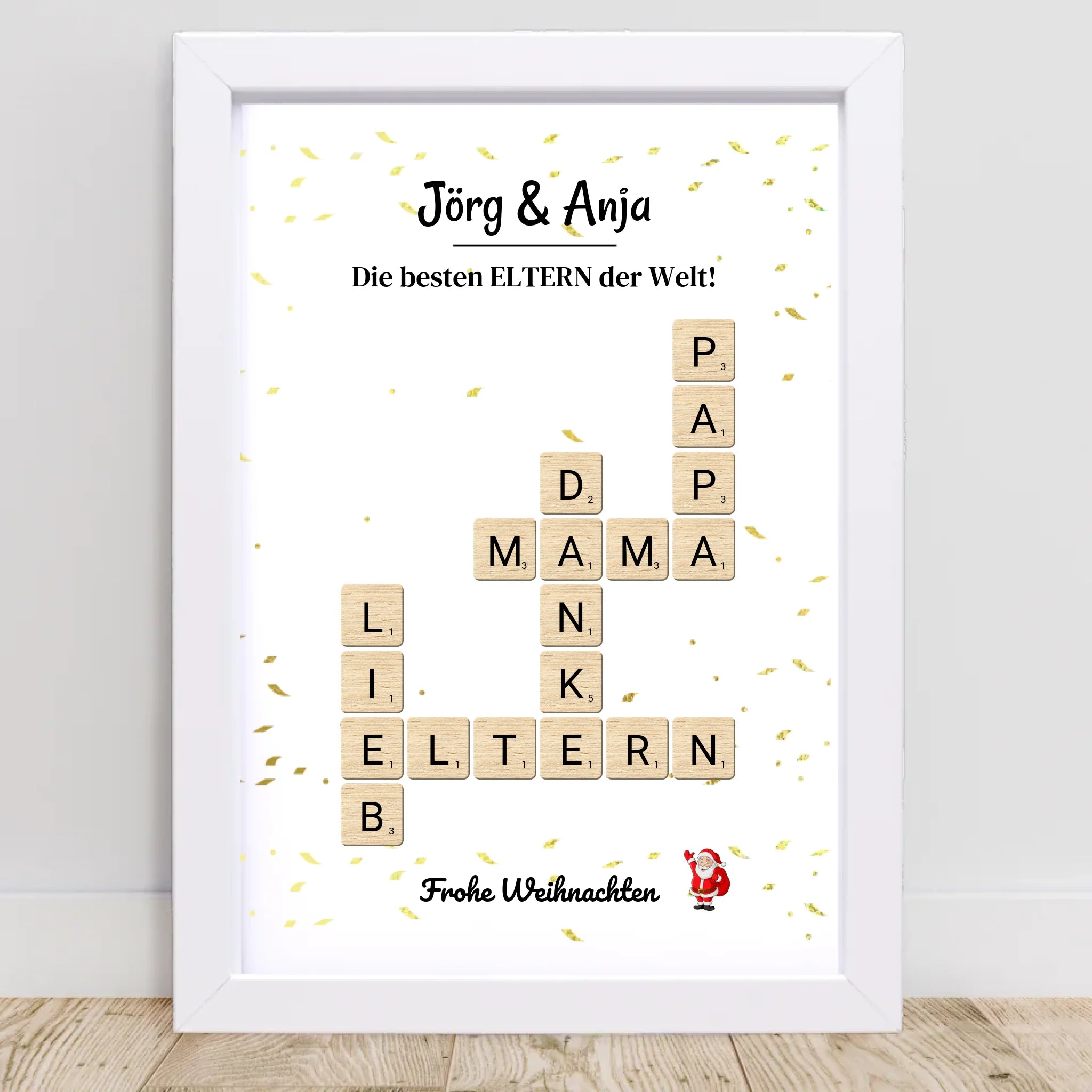 Eltern Weihnachtsgeschenk Bild Scrabble Style personalisierbar - Cantty