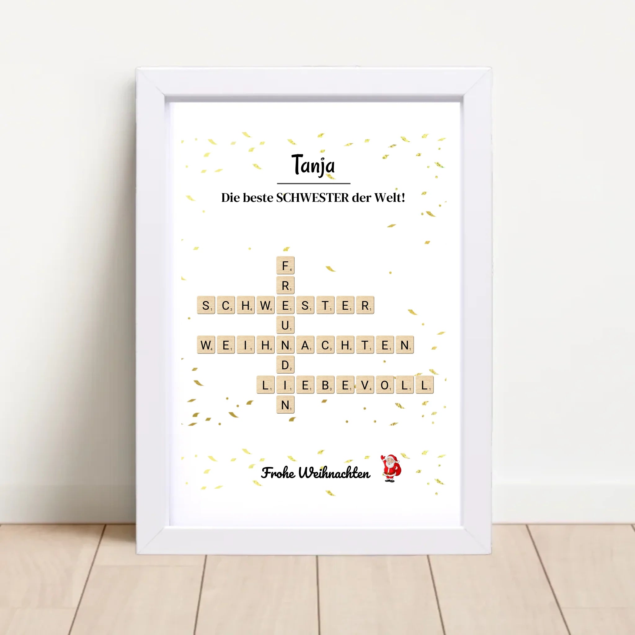 Schwester Weihnachtsgeschenk Bild Scrabble Style personalisierbar - Cantty