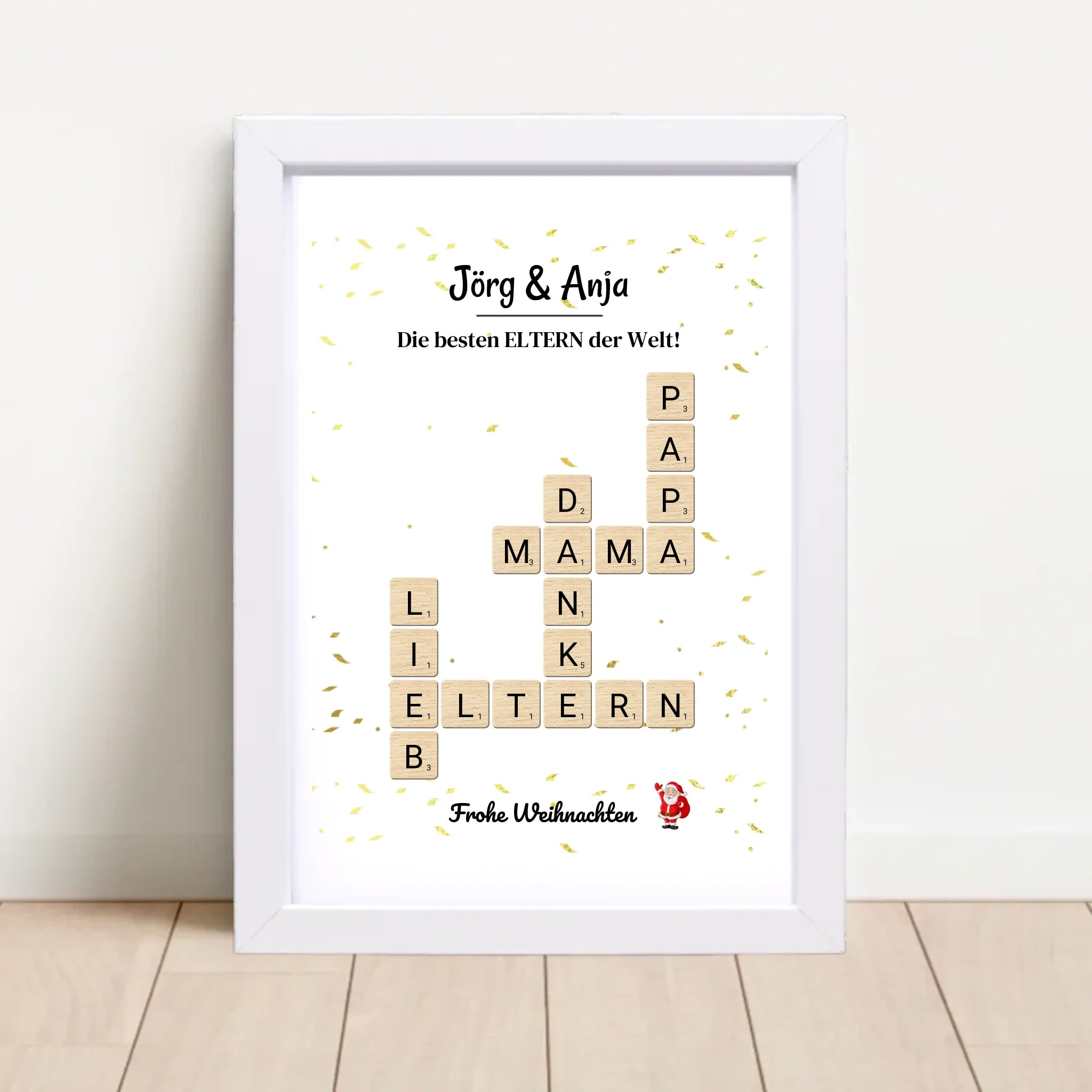 Eltern Weihnachtsgeschenk Bild Scrabble Style personalisierbar - Cantty