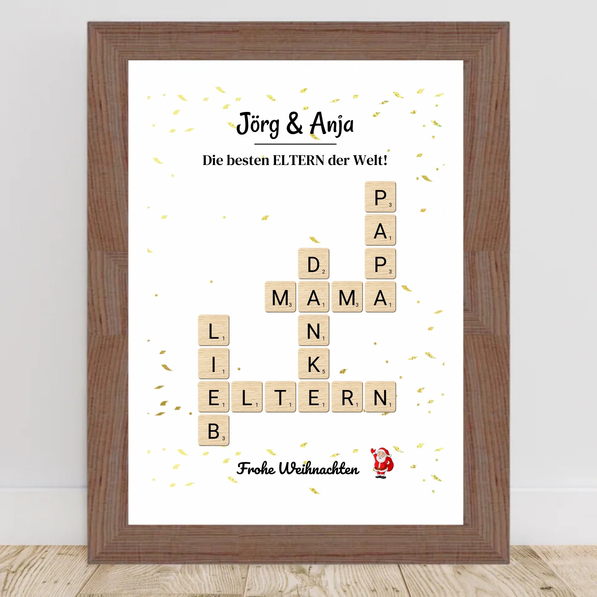 Eltern Weihnachtsgeschenk Bild Scrabble Style personalisierbar - Cantty