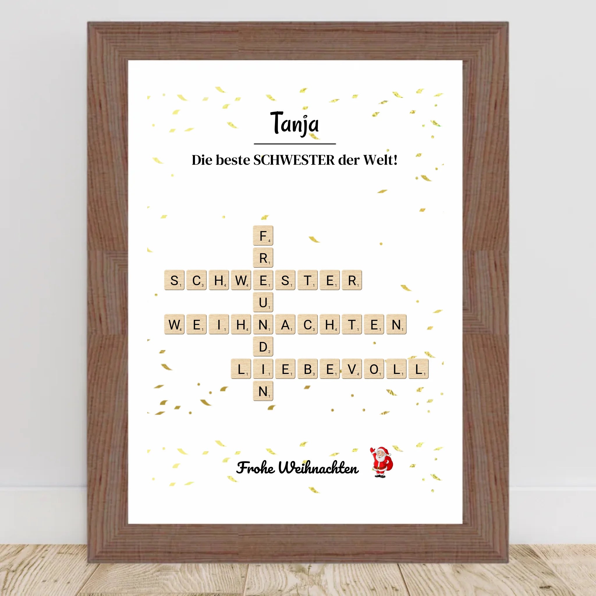 Schwester Weihnachtsgeschenk Bild Scrabble Style personalisierbar - Cantty