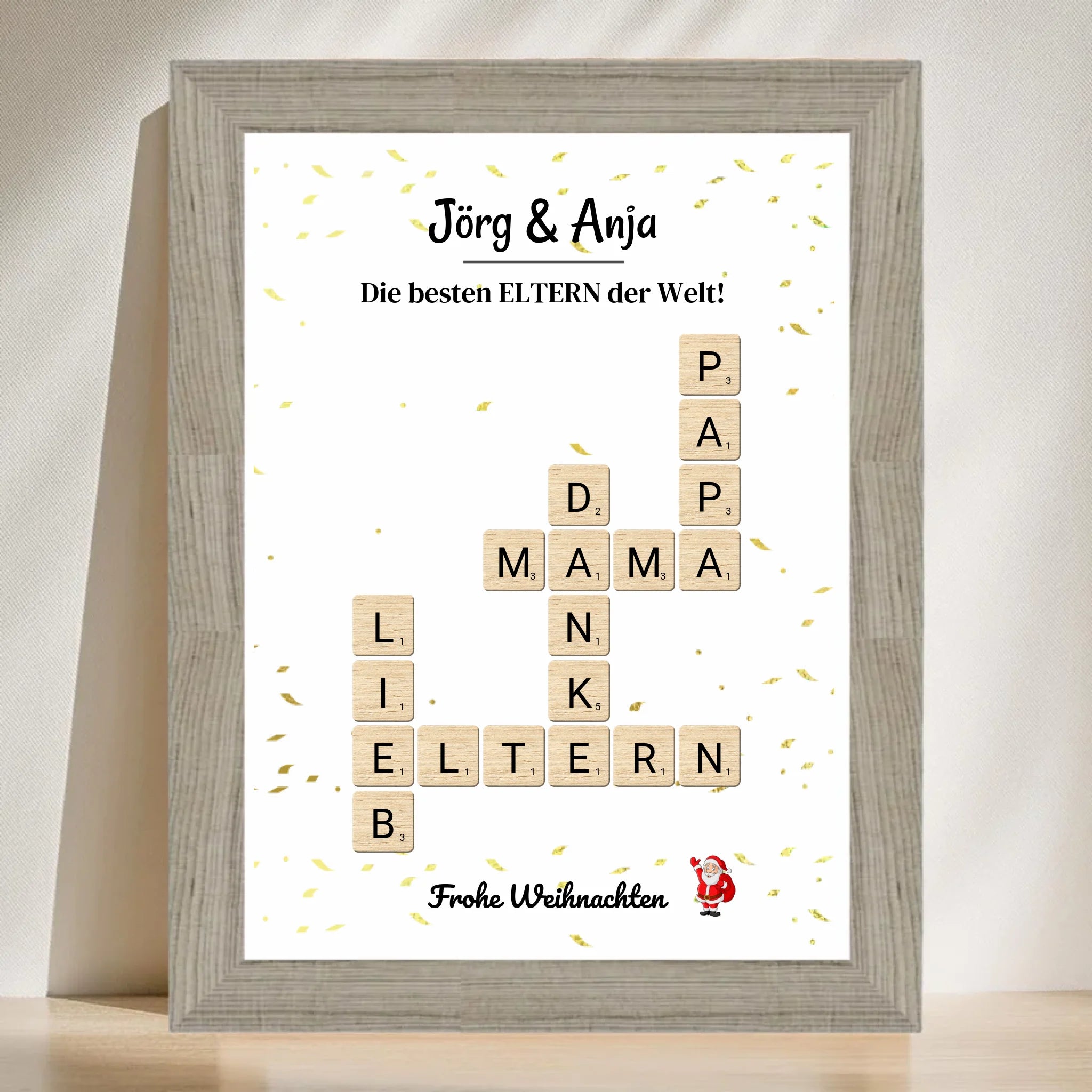 Eltern Weihnachtsgeschenk Bild Scrabble Style personalisierbar - Cantty
