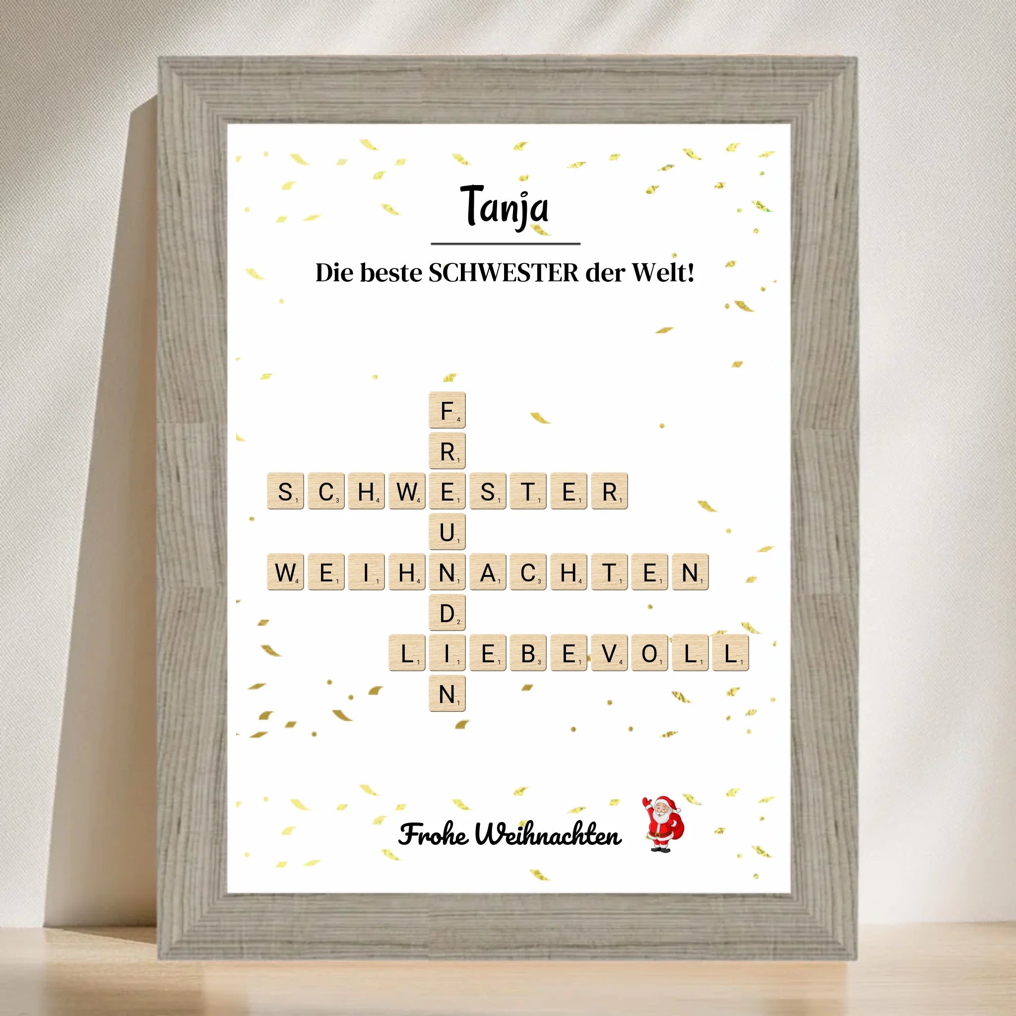 Schwester Weihnachtsgeschenk Bild Scrabble Style personalisierbar - Cantty