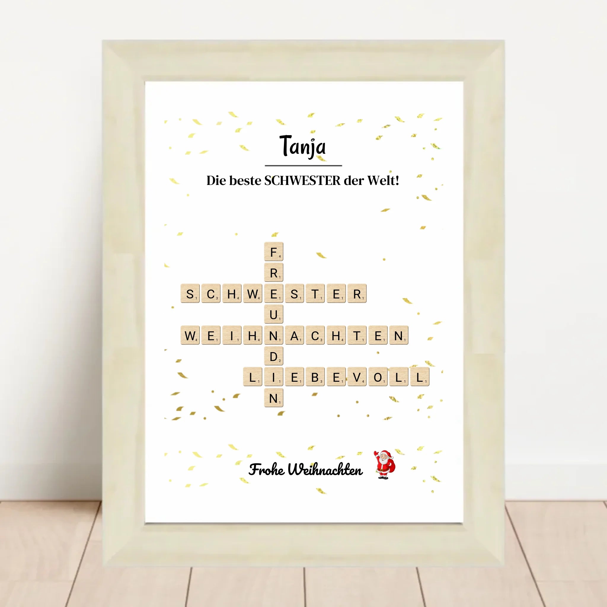 Schwester Weihnachtsgeschenk Bild Scrabble Style personalisierbar - Cantty