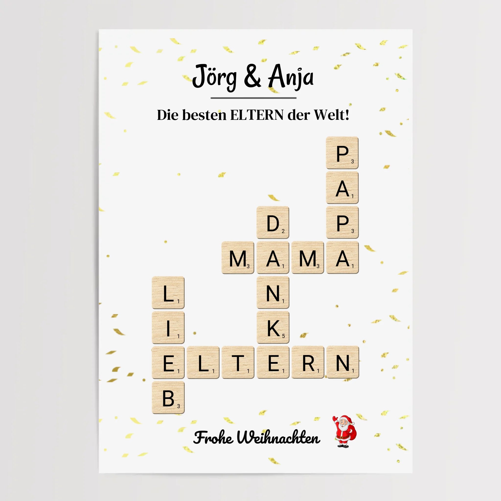 Eltern Weihnachtsgeschenk Bild Scrabble Style personalisierbar - Cantty