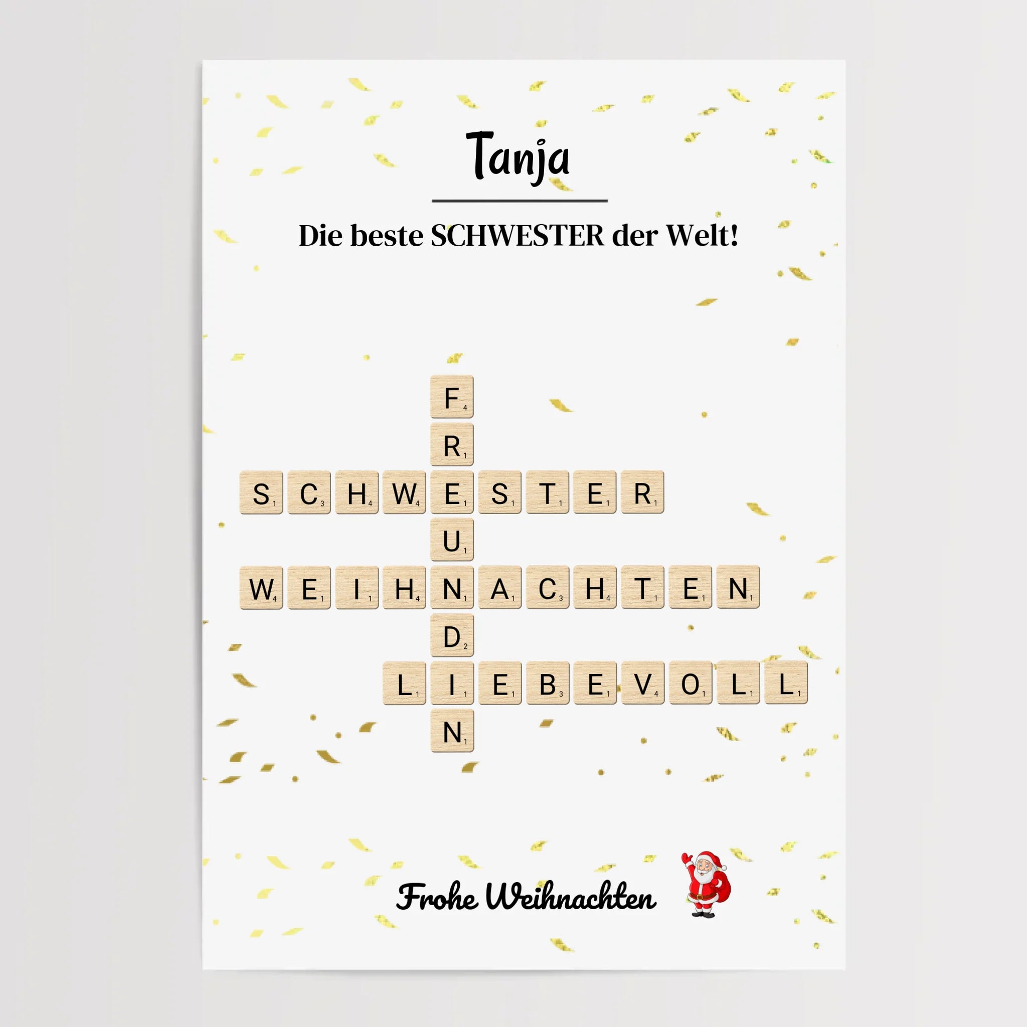 Schwester Weihnachtsgeschenk Bild Scrabble Style personalisierbar - Cantty