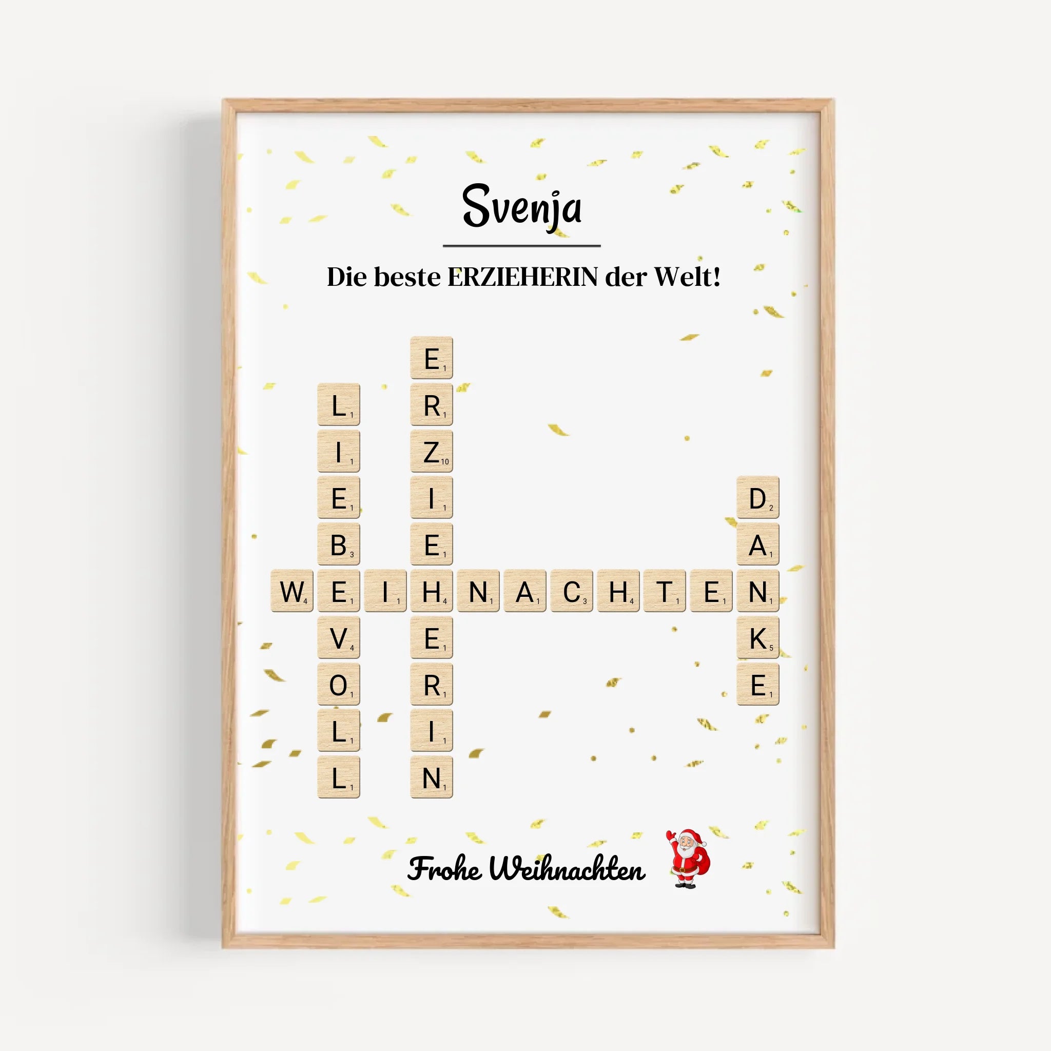 Erzieherin Weihnachtsgeschenk Bild Scrabble Style personalisierbar - Cantty
