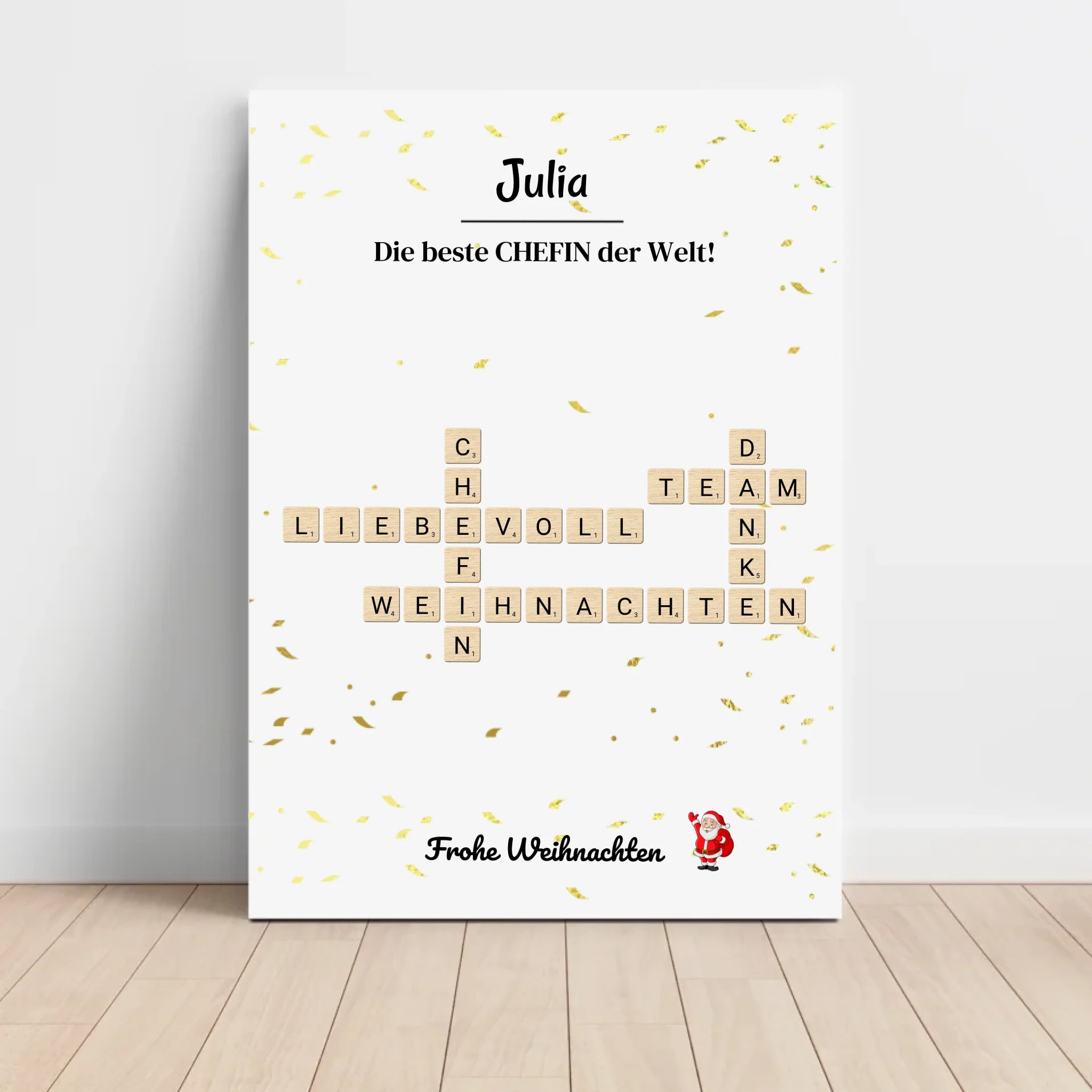 Chefin Weihnachtsgeschenk Bild Scrabble Style personalisierbar - Cantty