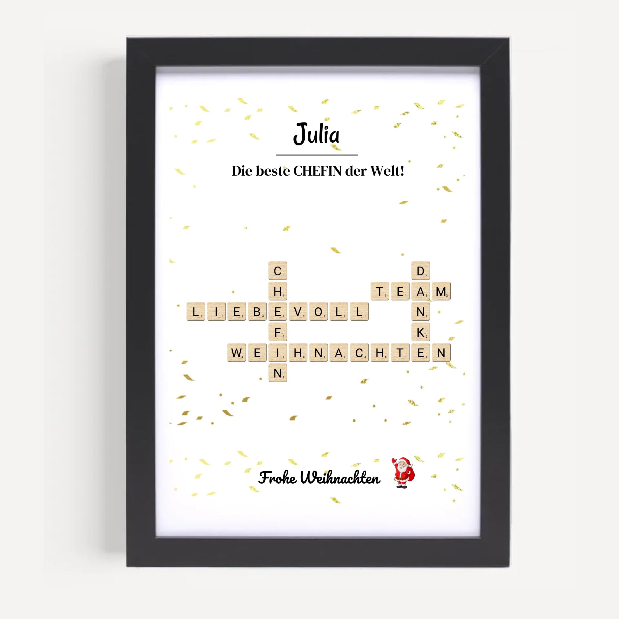 Chefin Weihnachtsgeschenk Bild Scrabble Style personalisierbar - Cantty