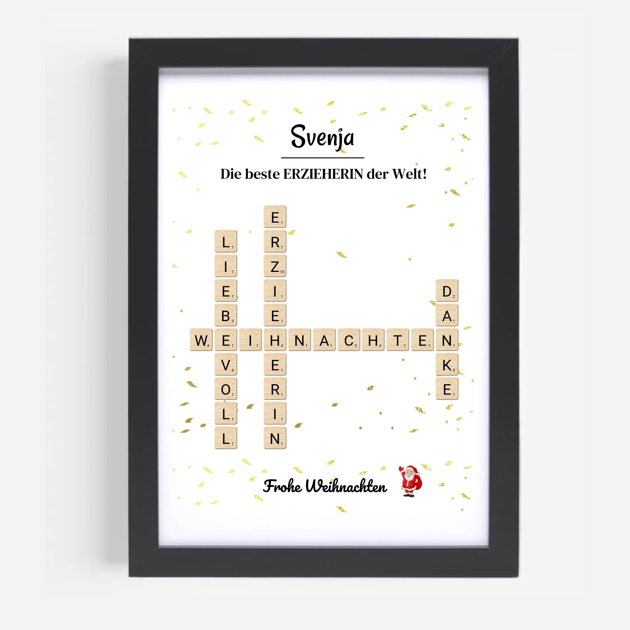 Erzieherin Weihnachtsgeschenk Bild Scrabble Style personalisierbar - Cantty