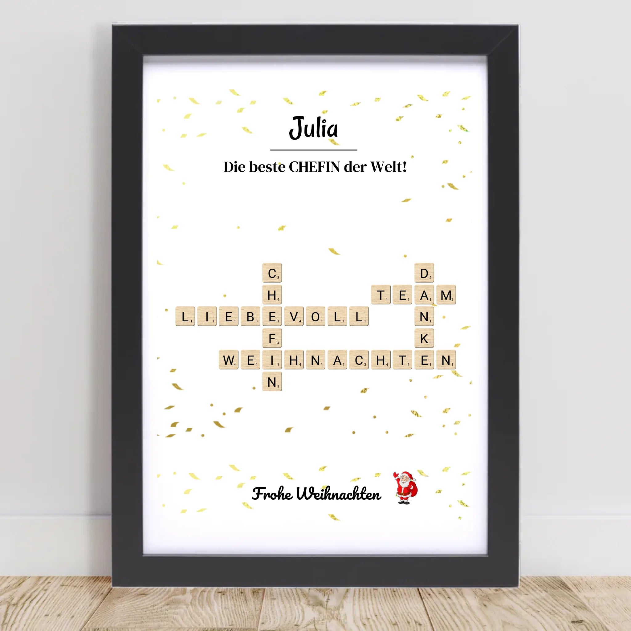 Chefin Weihnachtsgeschenk Bild Scrabble Style personalisierbar - Cantty