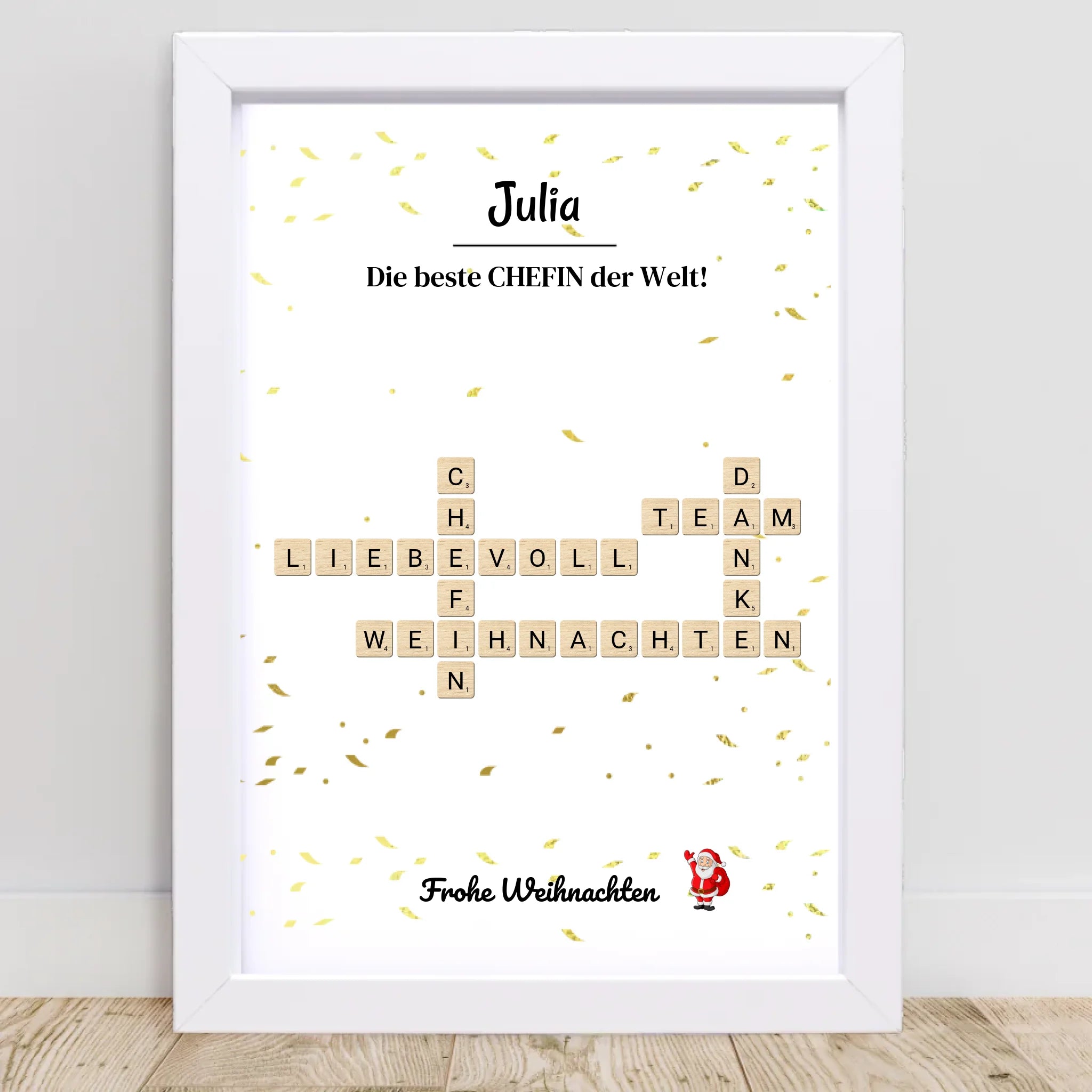 Chefin Weihnachtsgeschenk Bild Scrabble Style personalisierbar - Cantty