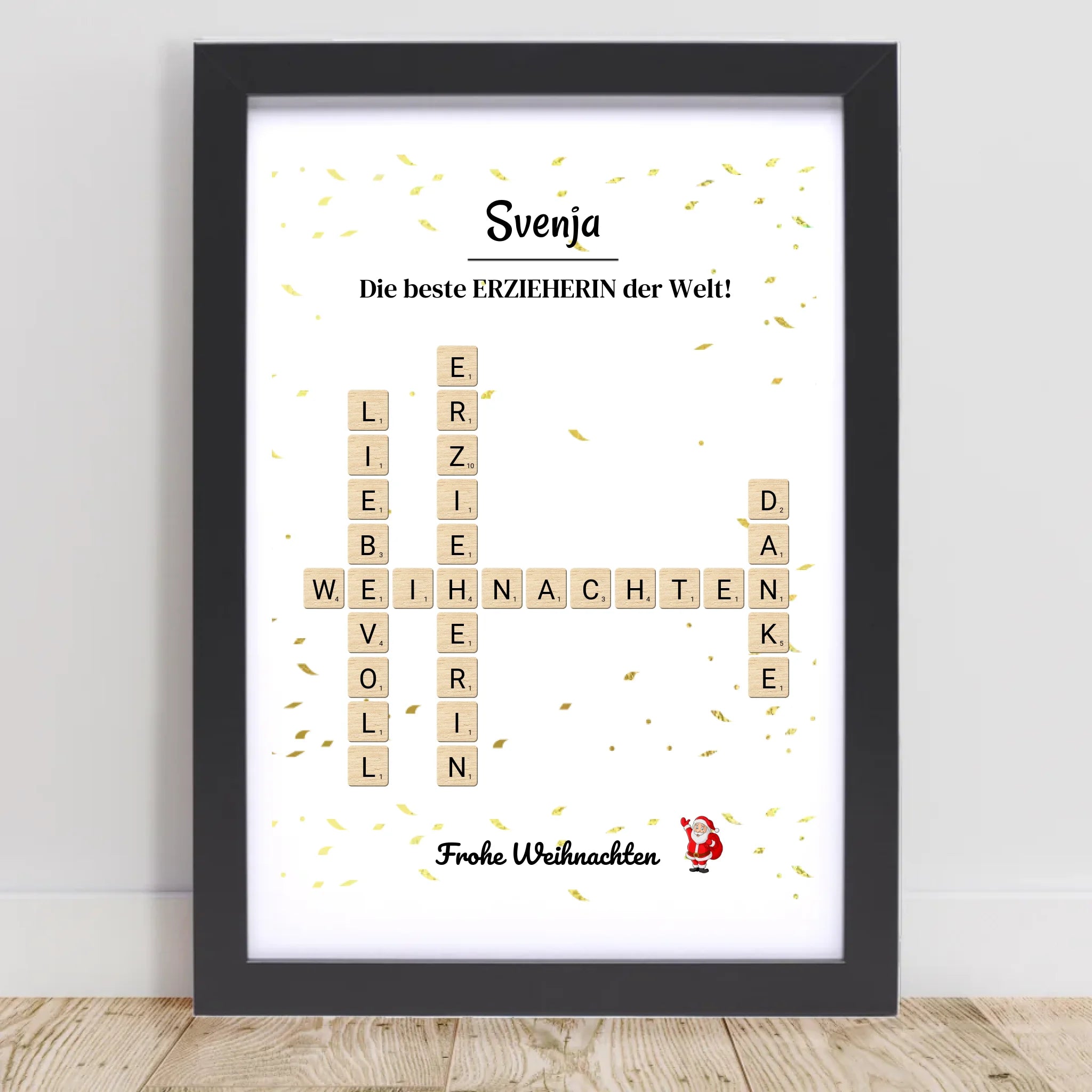 Erzieherin Weihnachtsgeschenk Bild Scrabble Style personalisierbar - Cantty