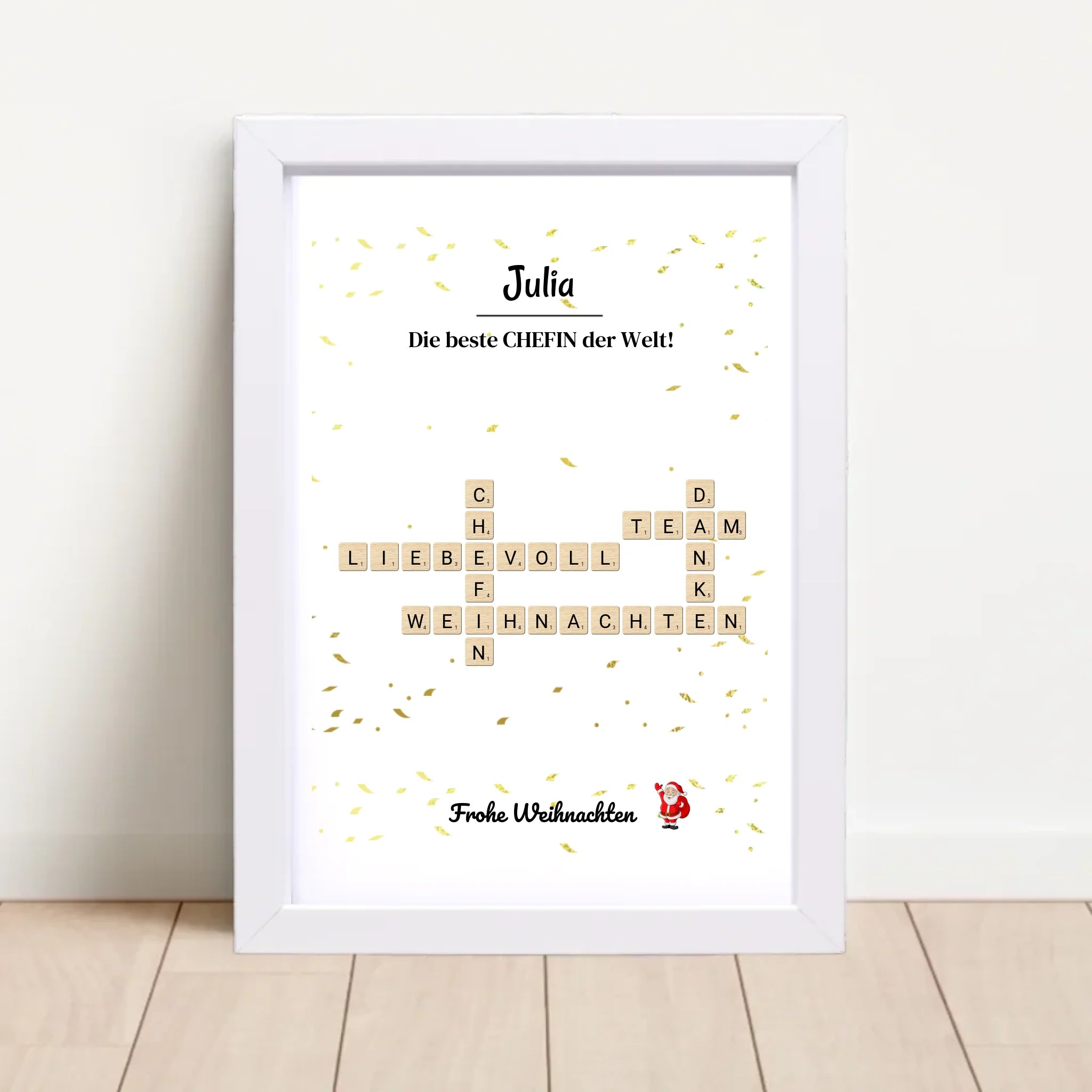 Chefin Weihnachtsgeschenk Bild Scrabble Style personalisierbar - Cantty