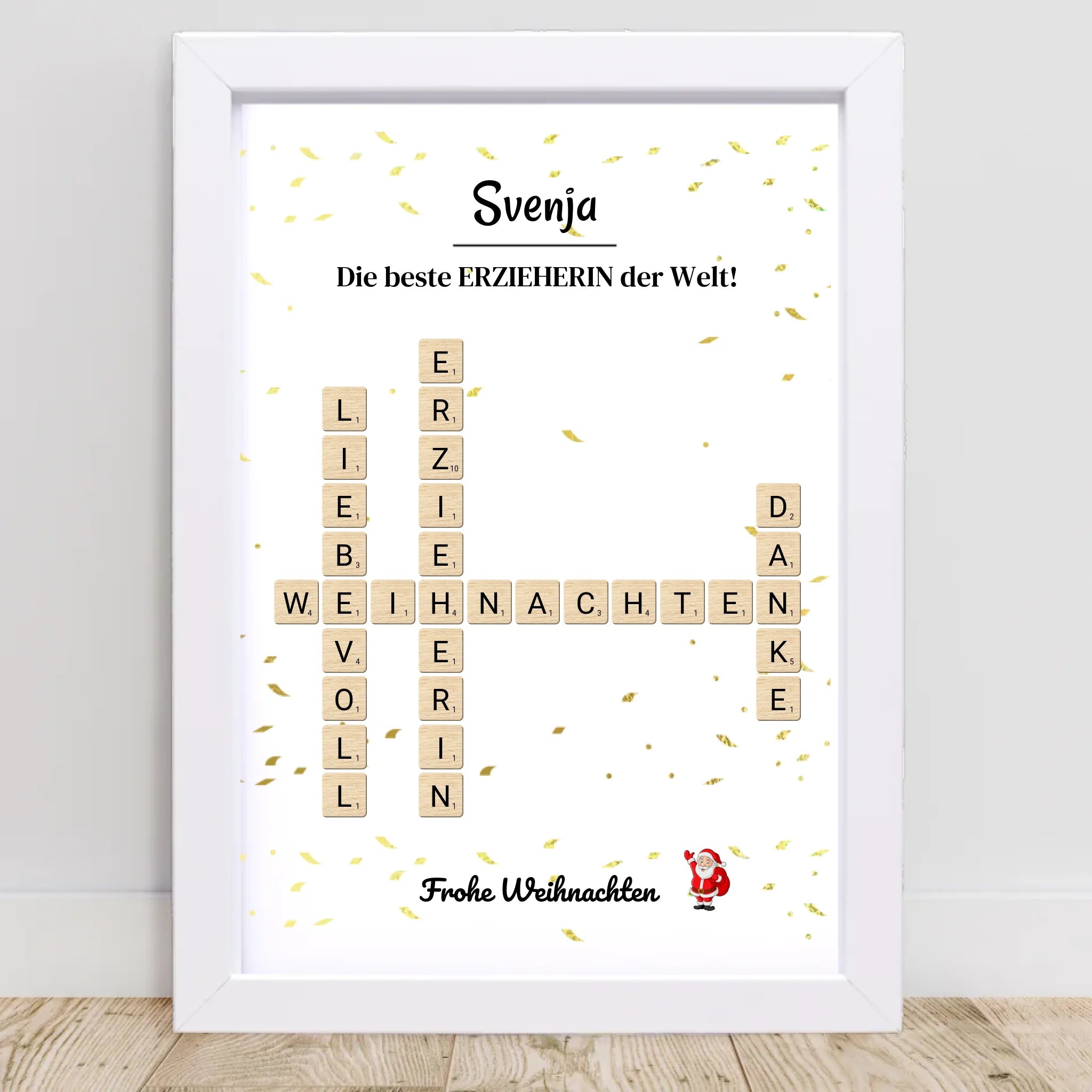 Erzieherin Weihnachtsgeschenk Bild Scrabble Style personalisierbar - Cantty