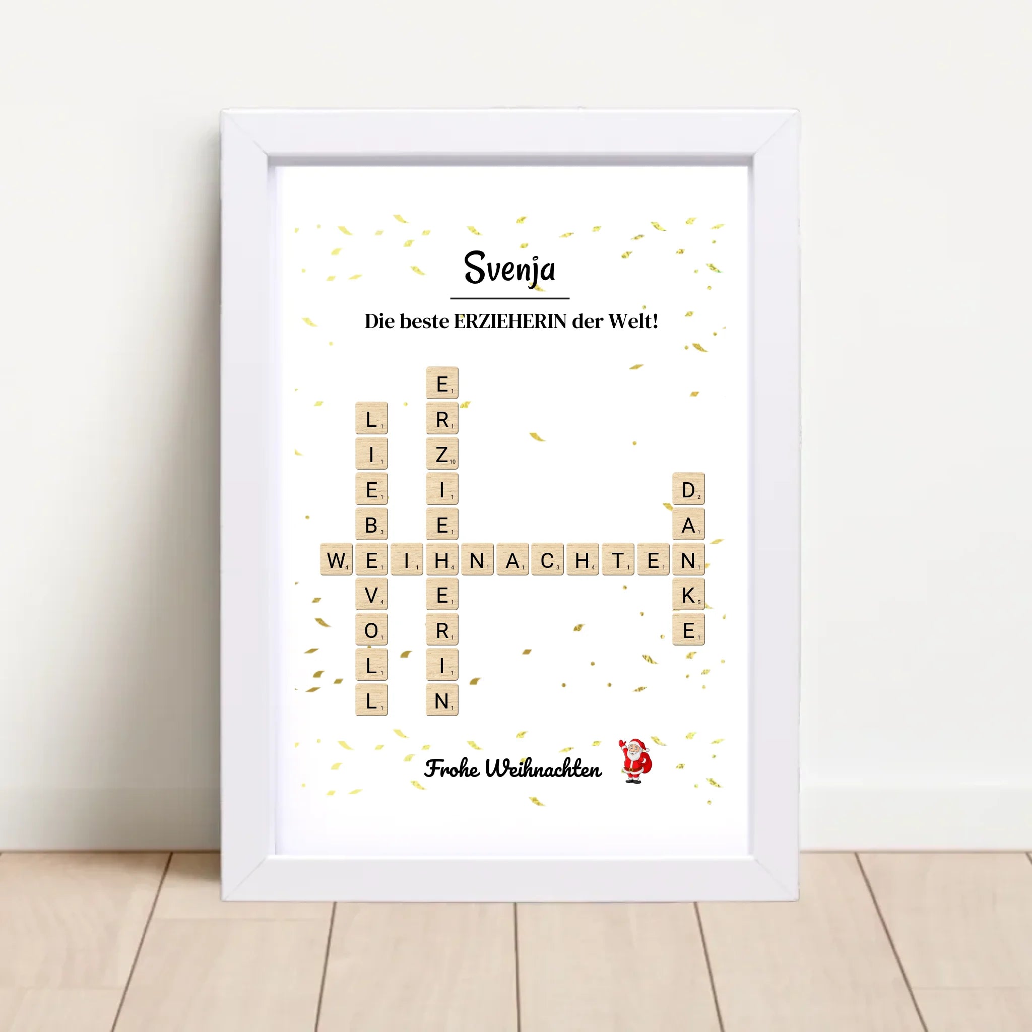 Erzieherin Weihnachtsgeschenk Bild Scrabble Style personalisierbar - Cantty