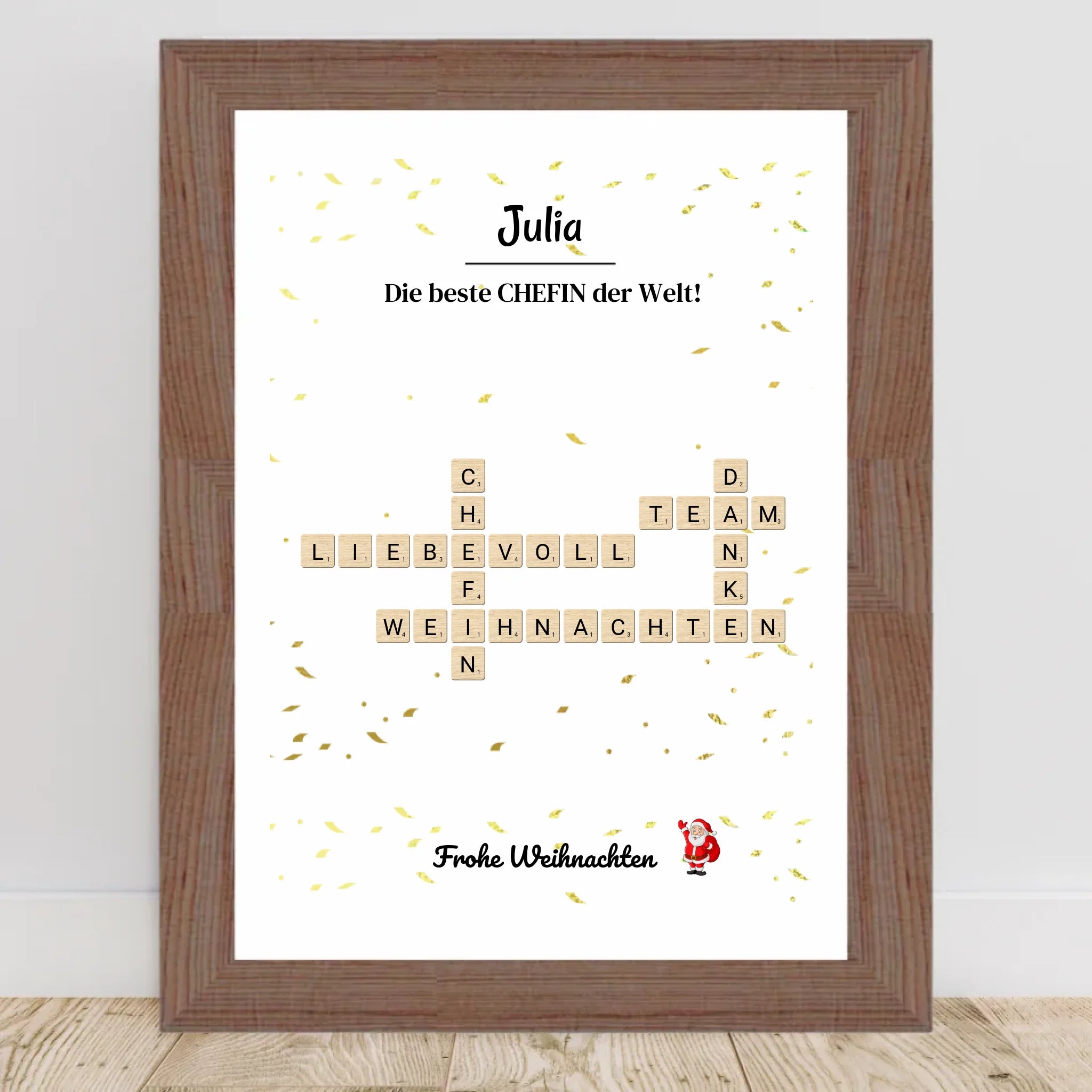 Chefin Weihnachtsgeschenk Bild Scrabble Style personalisierbar - Cantty