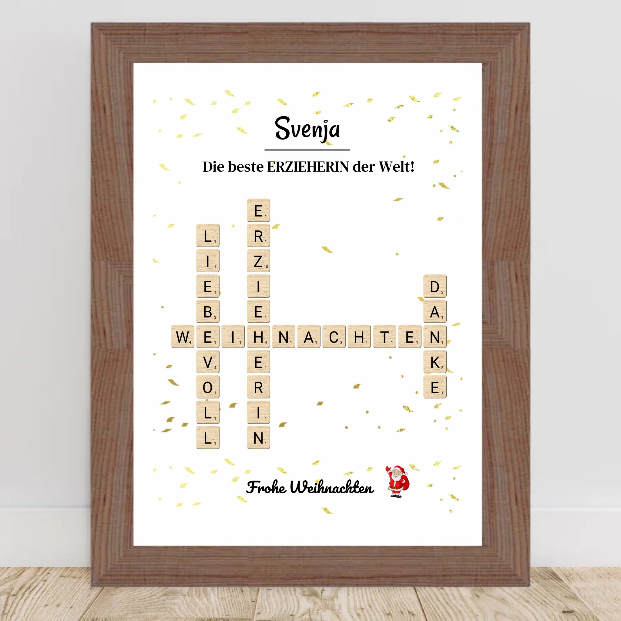 Erzieherin Weihnachtsgeschenk Bild Scrabble Style personalisierbar - Cantty