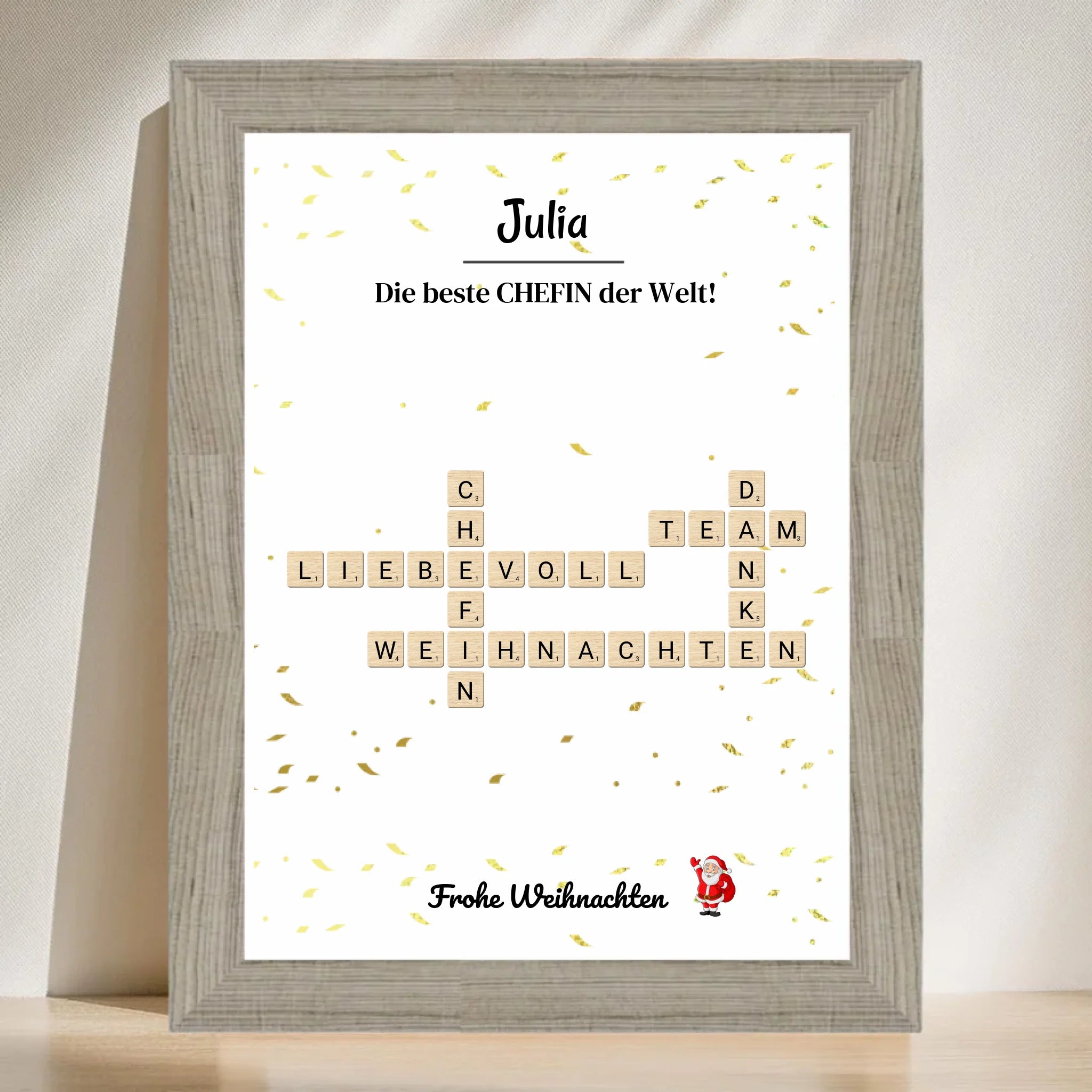 Chefin Weihnachtsgeschenk Bild Scrabble Style personalisierbar - Cantty