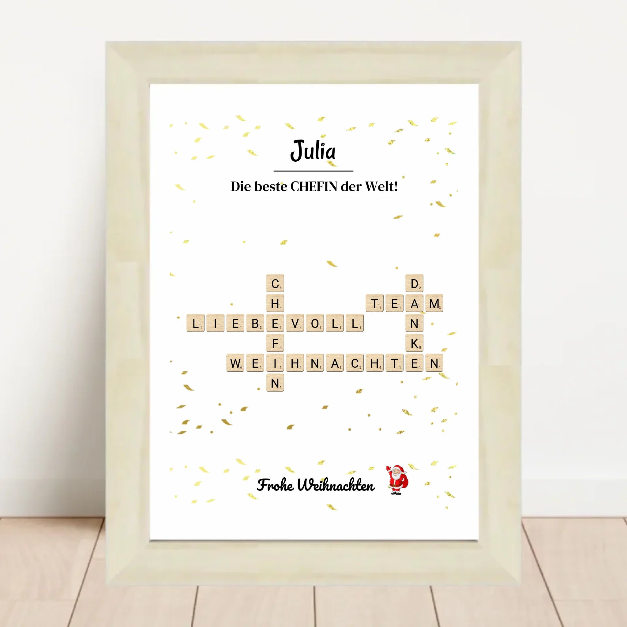 Chefin Weihnachtsgeschenk Bild Scrabble Style personalisierbar - Cantty