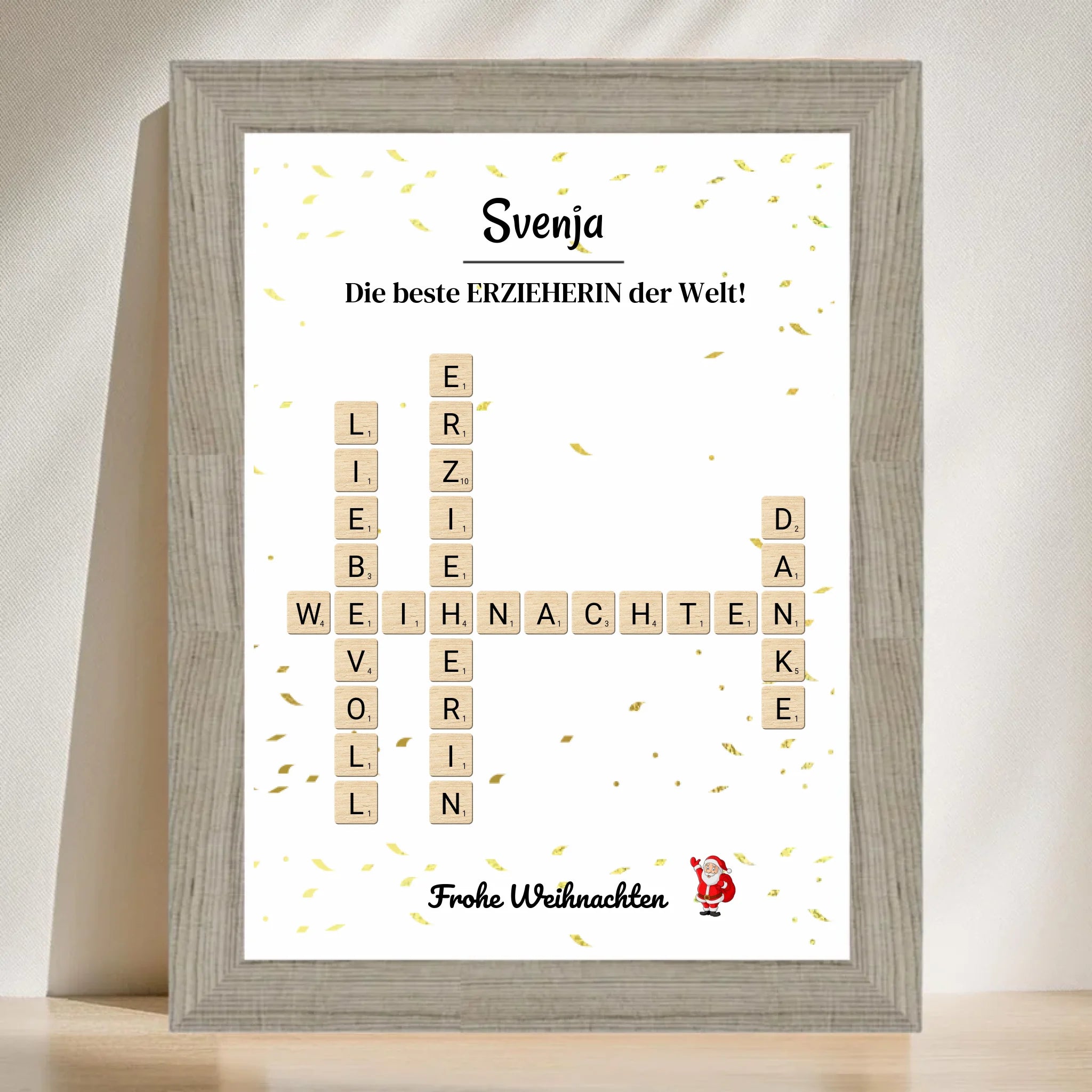 Erzieherin Weihnachtsgeschenk Bild Scrabble Style personalisierbar - Cantty