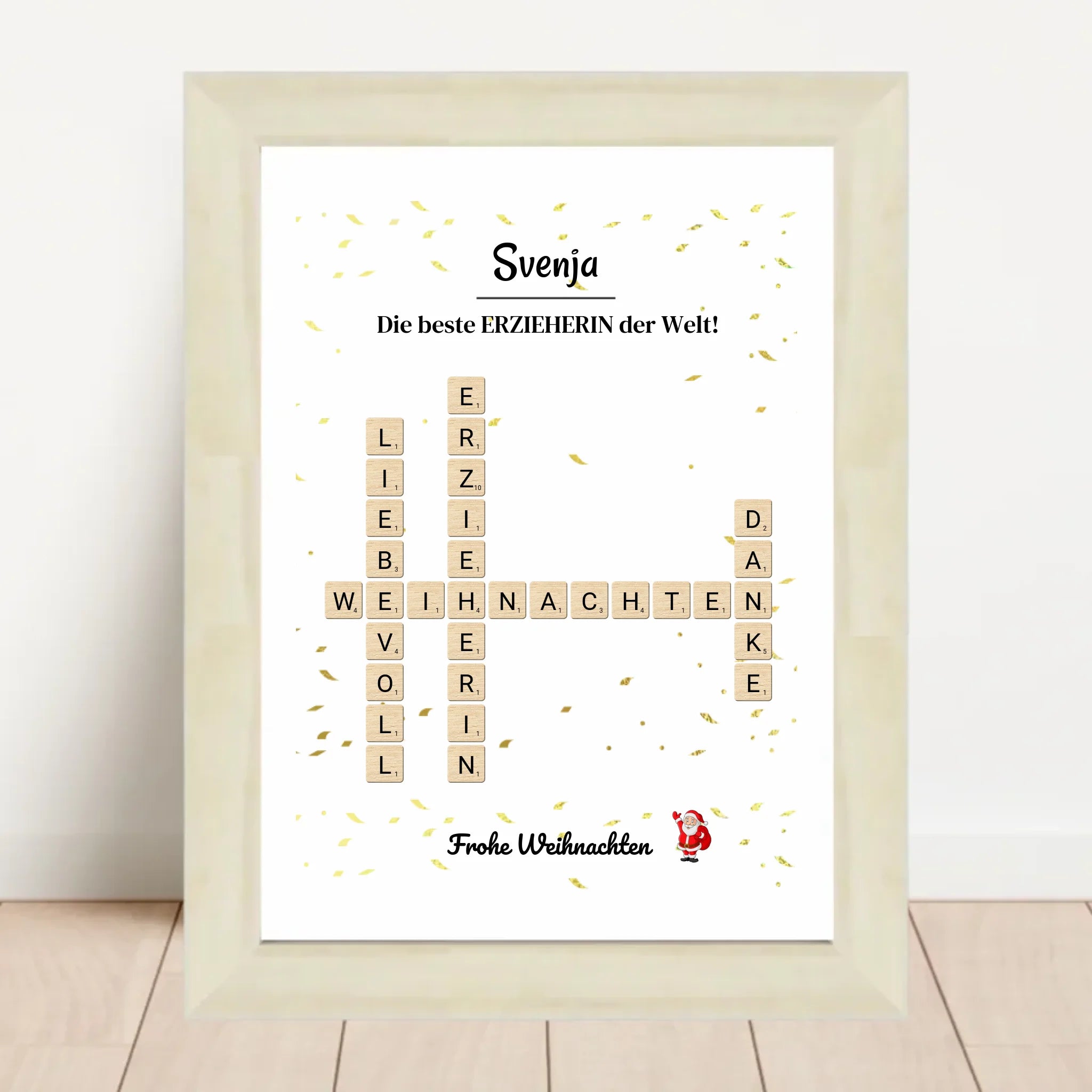 Erzieherin Weihnachtsgeschenk Bild Scrabble Style personalisierbar - Cantty