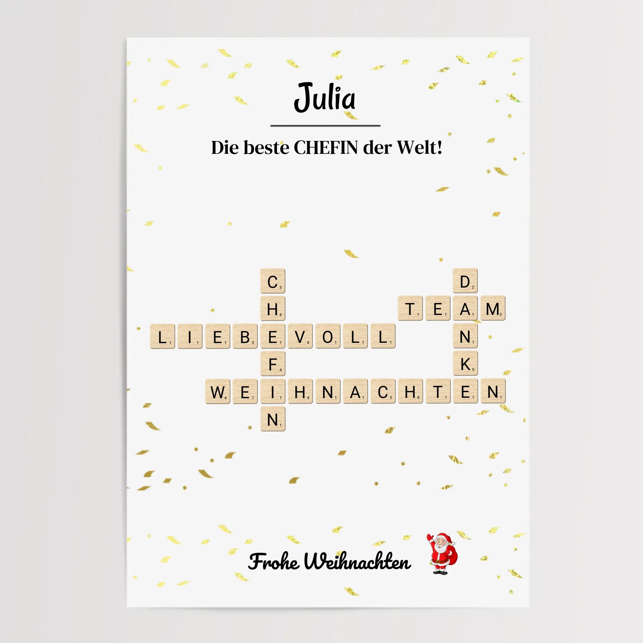 Chefin Weihnachtsgeschenk Bild Scrabble Style personalisierbar - Cantty