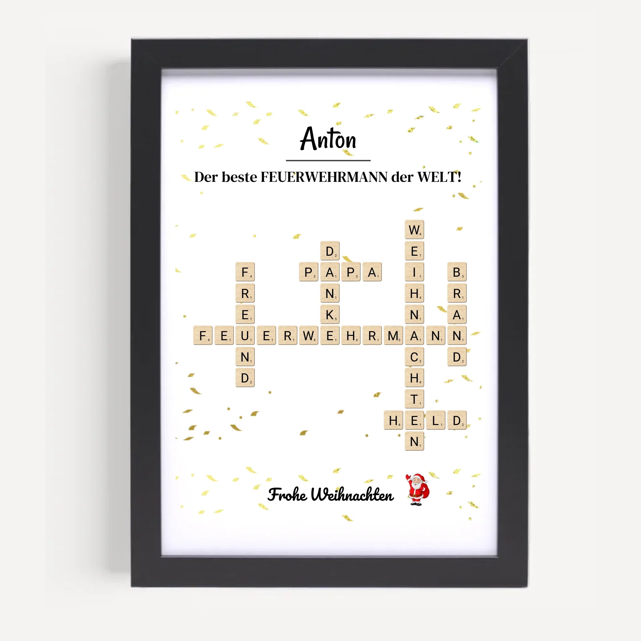 Feuerwehrmann Weihnachtsgeschenk Poster Scrabble Design - Cantty