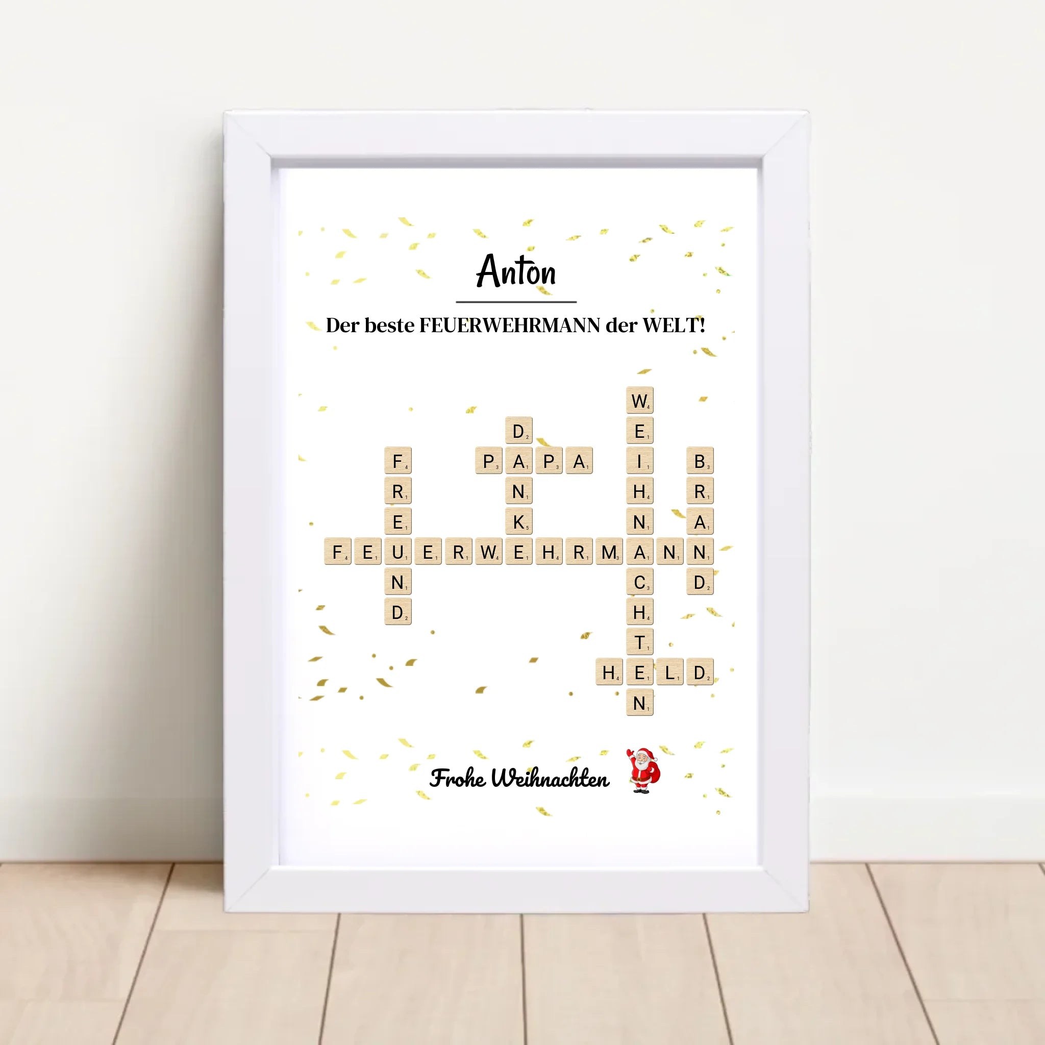 Feuerwehrmann Weihnachtsgeschenk Poster Scrabble Design - Cantty
