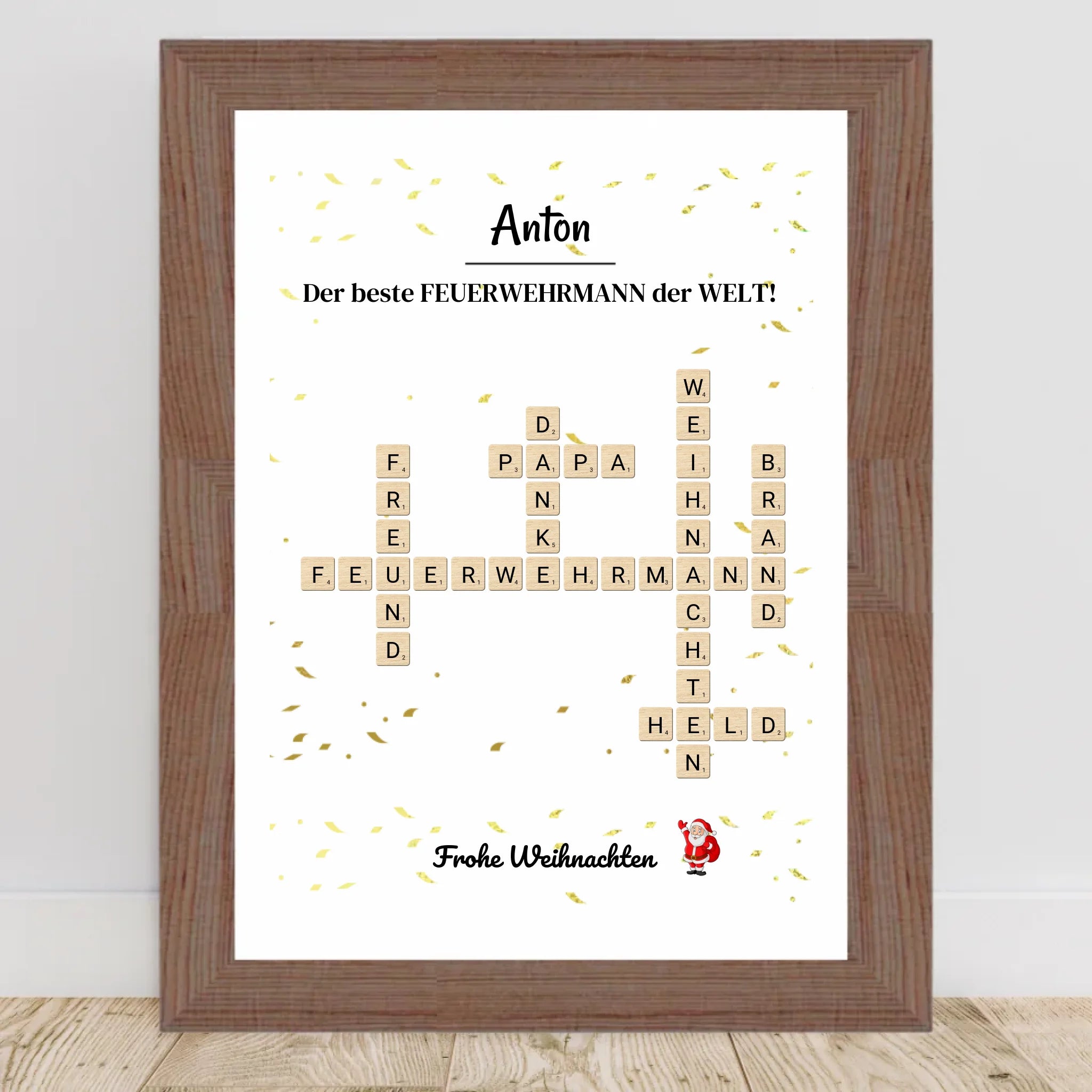 Feuerwehrmann Weihnachtsgeschenk Poster Scrabble Design - Cantty