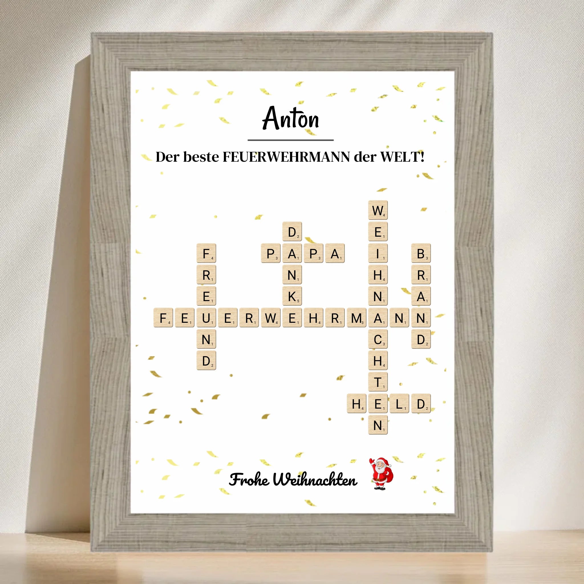 Feuerwehrmann Weihnachtsgeschenk Poster Scrabble Design - Cantty