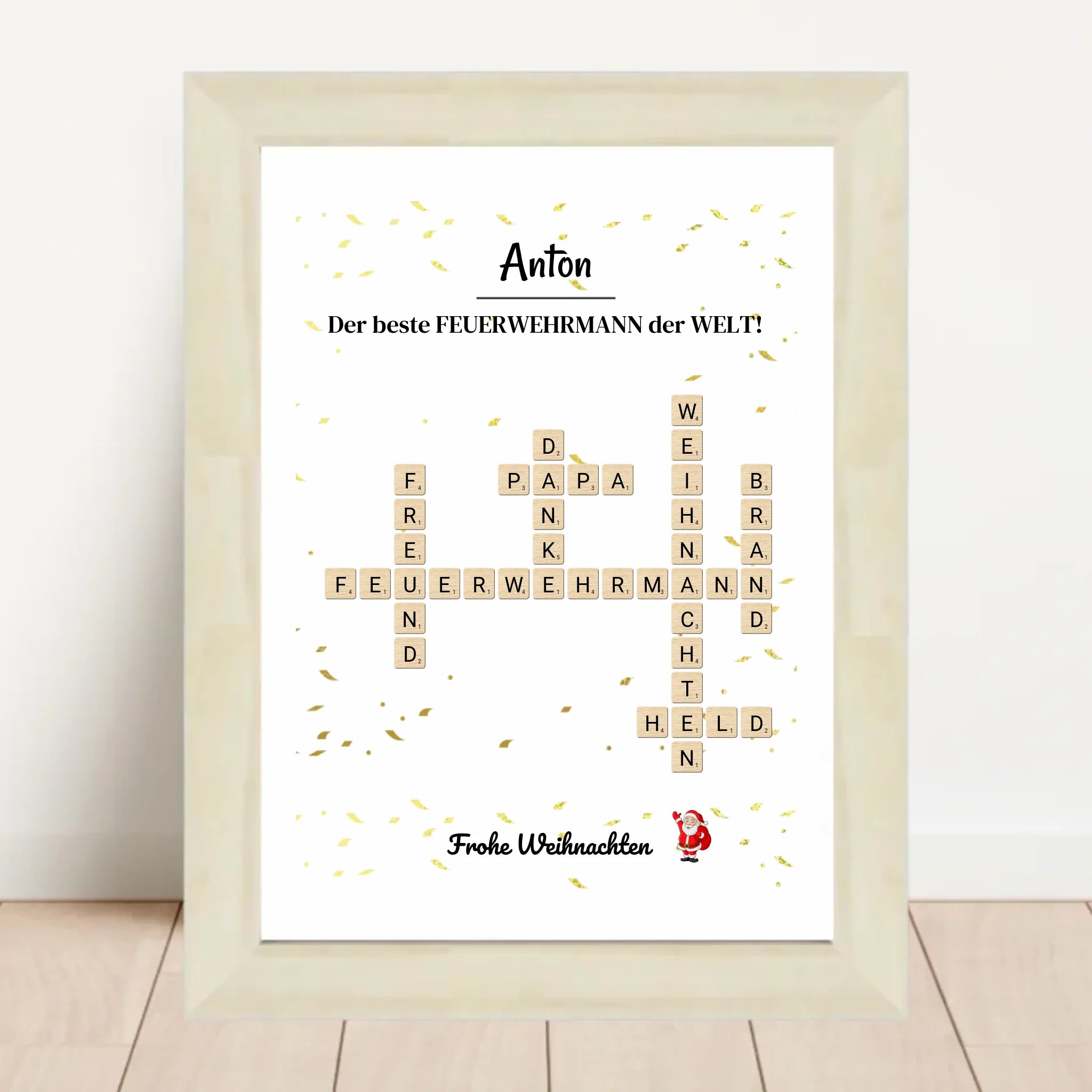 Feuerwehrmann Weihnachtsgeschenk Poster Scrabble Design - Cantty