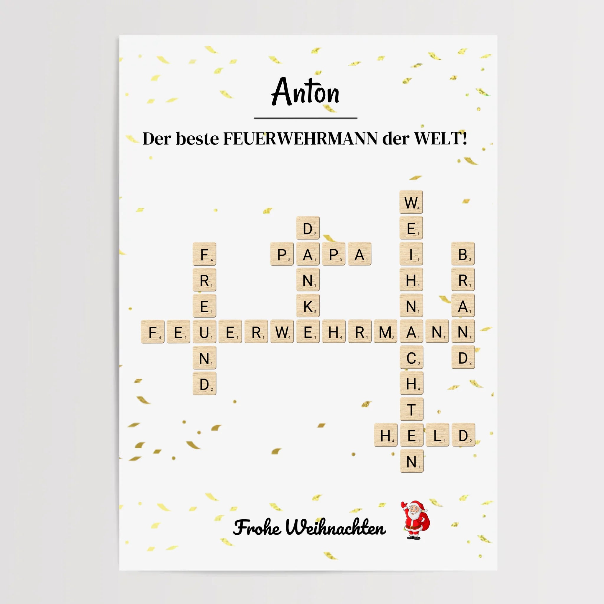 Feuerwehrmann Weihnachtsgeschenk Poster Scrabble Design - Cantty