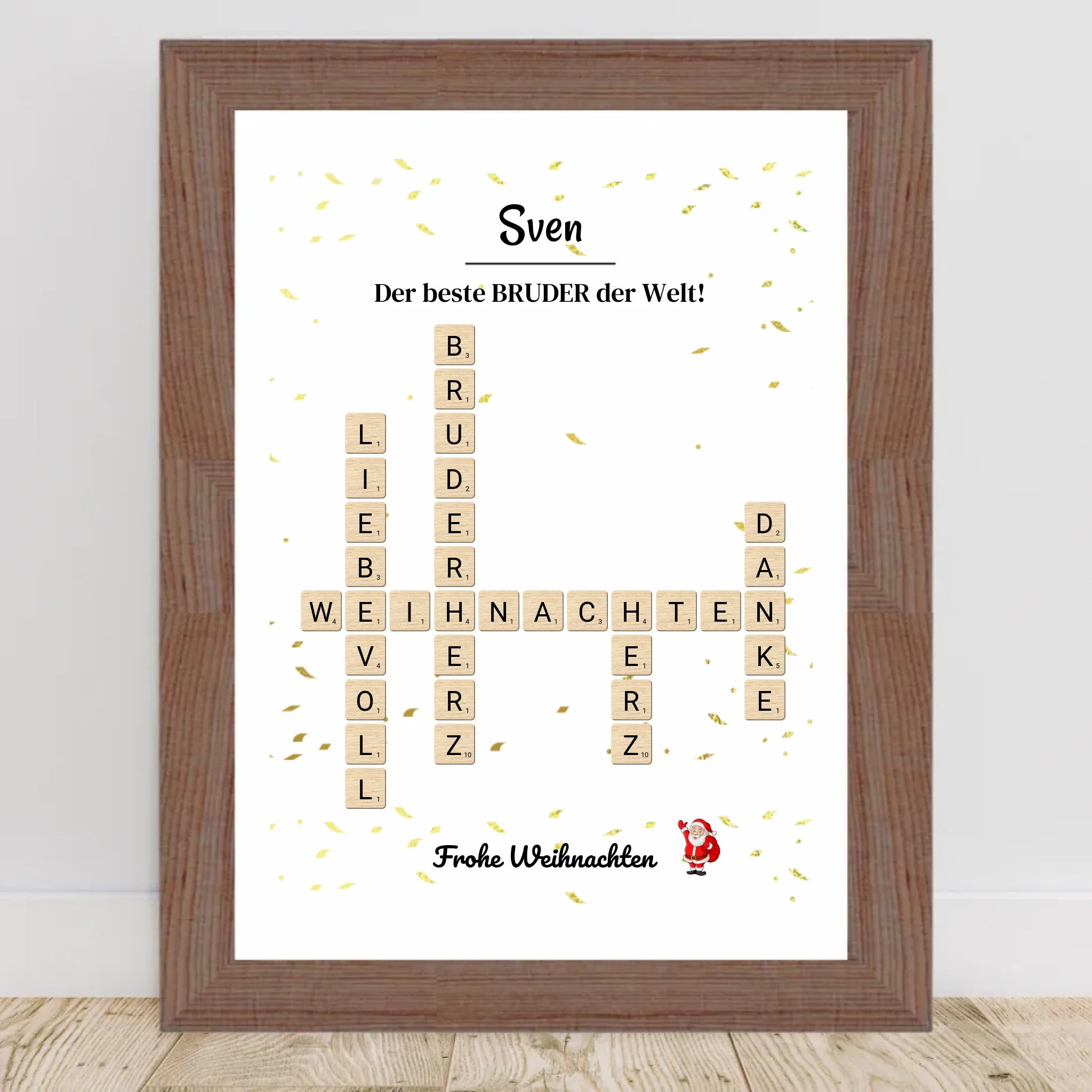 Weihnachtsgeschenk Bruder Poster Scrabble Design - Cantty