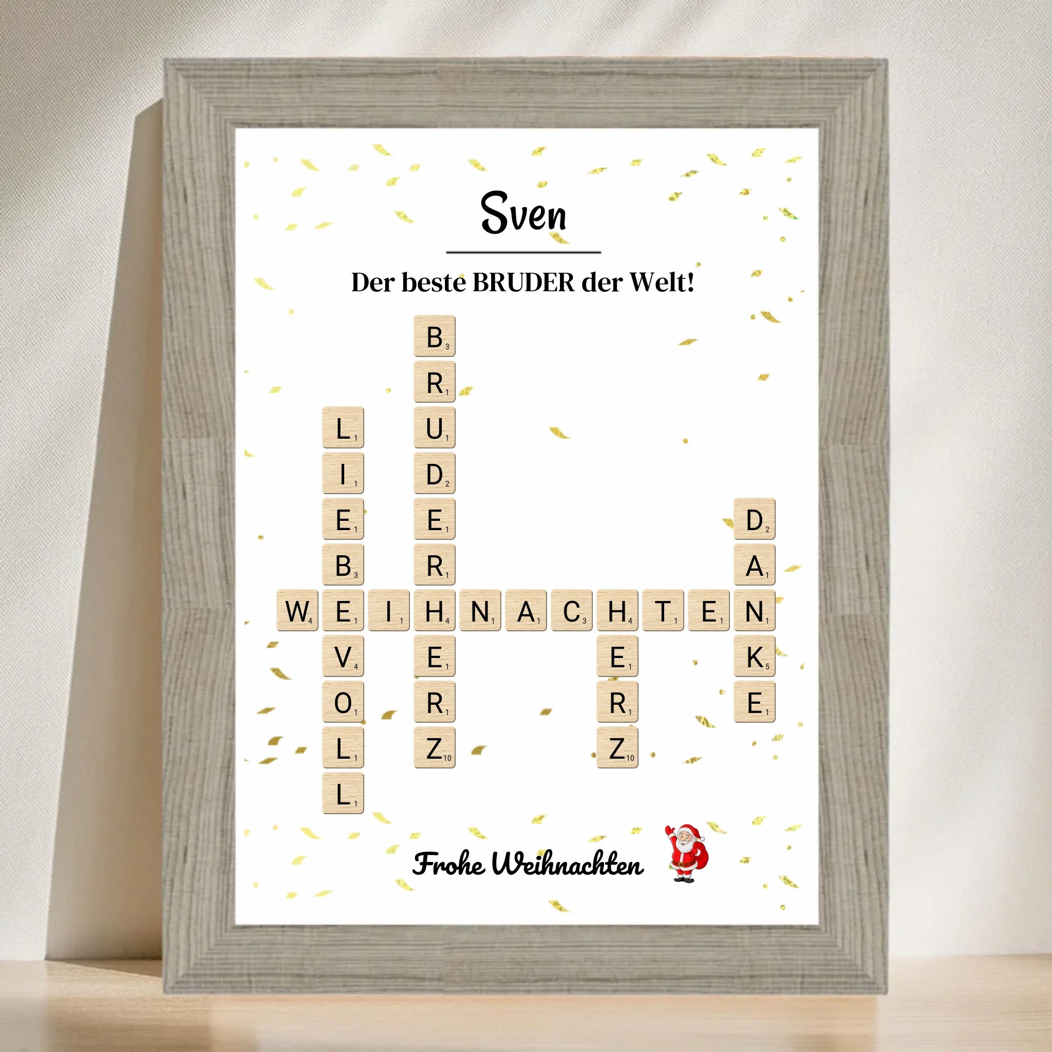 Weihnachtsgeschenk Bruder Poster Scrabble Design - Cantty