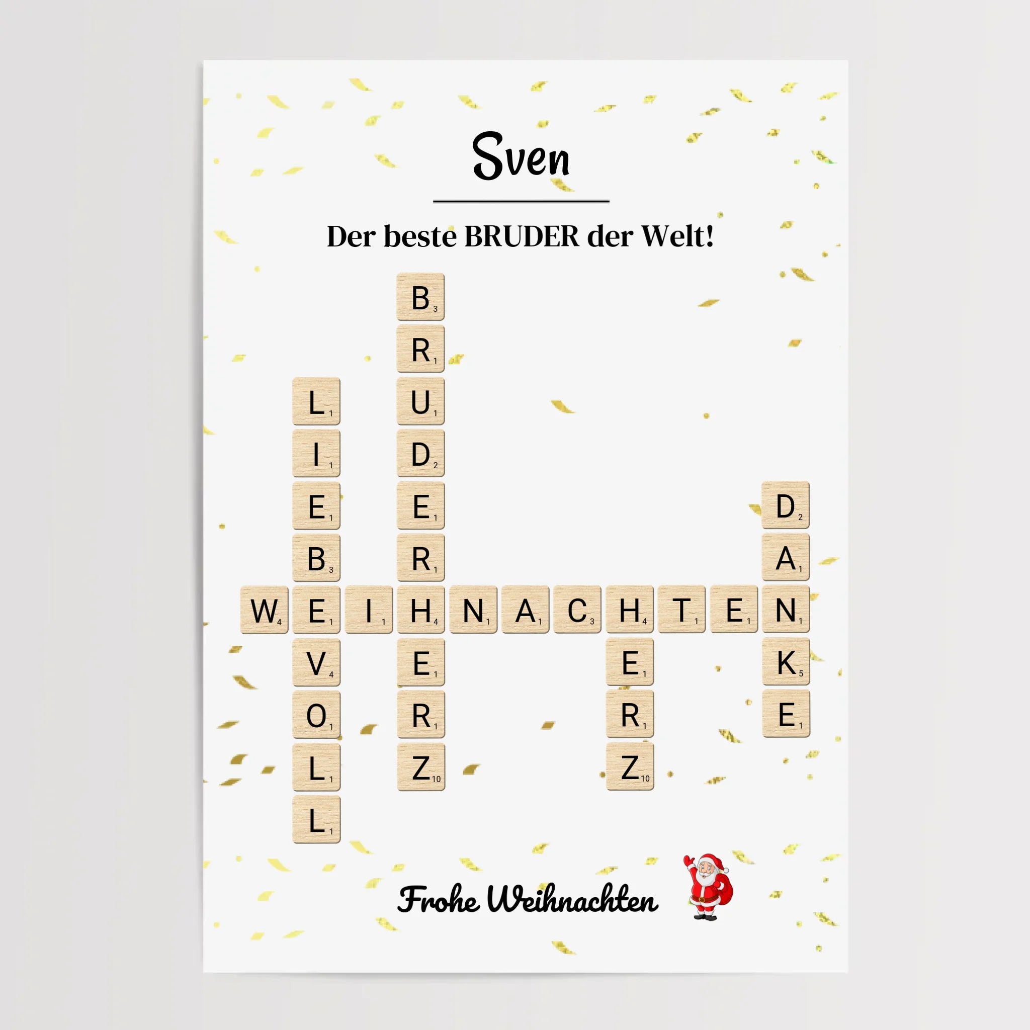 Weihnachtsgeschenk Bruder Poster Scrabble Design - Cantty