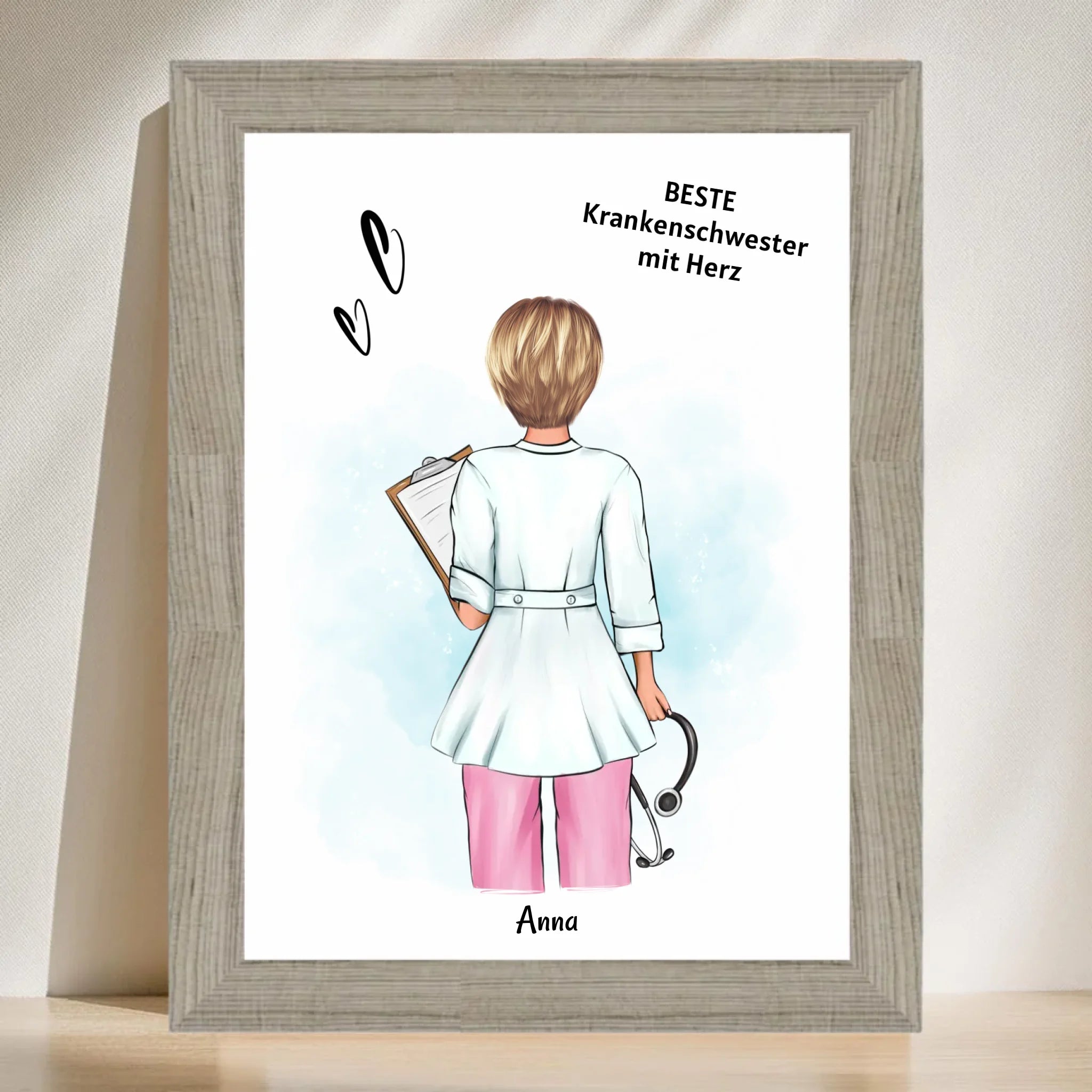 Krankenschwester Geschenk Poster Ausbildung Examen Abschied personalisiert - Cantty