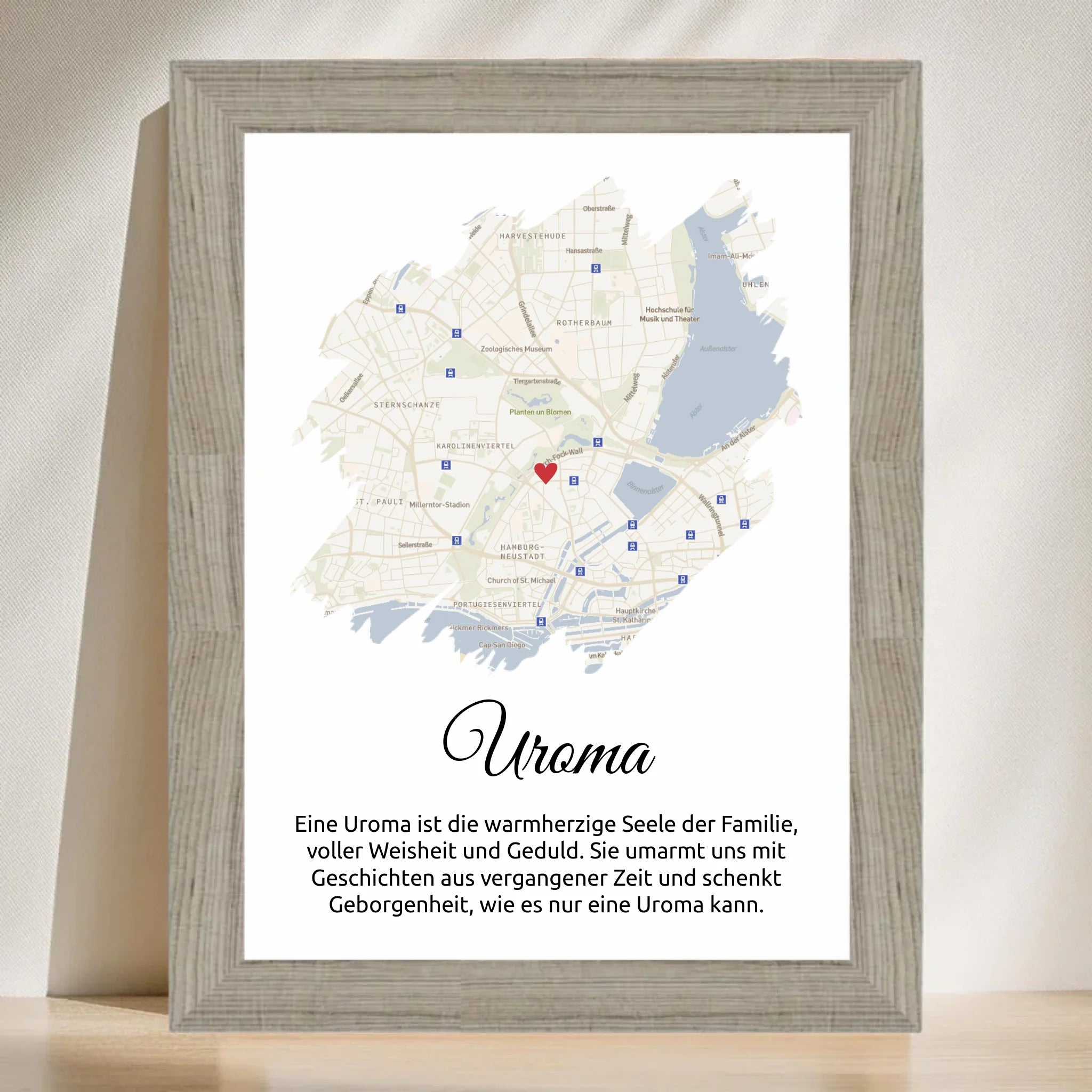 Stadtkarte Geschenk für Uroma mit Definition personalisierbar - Cantty
